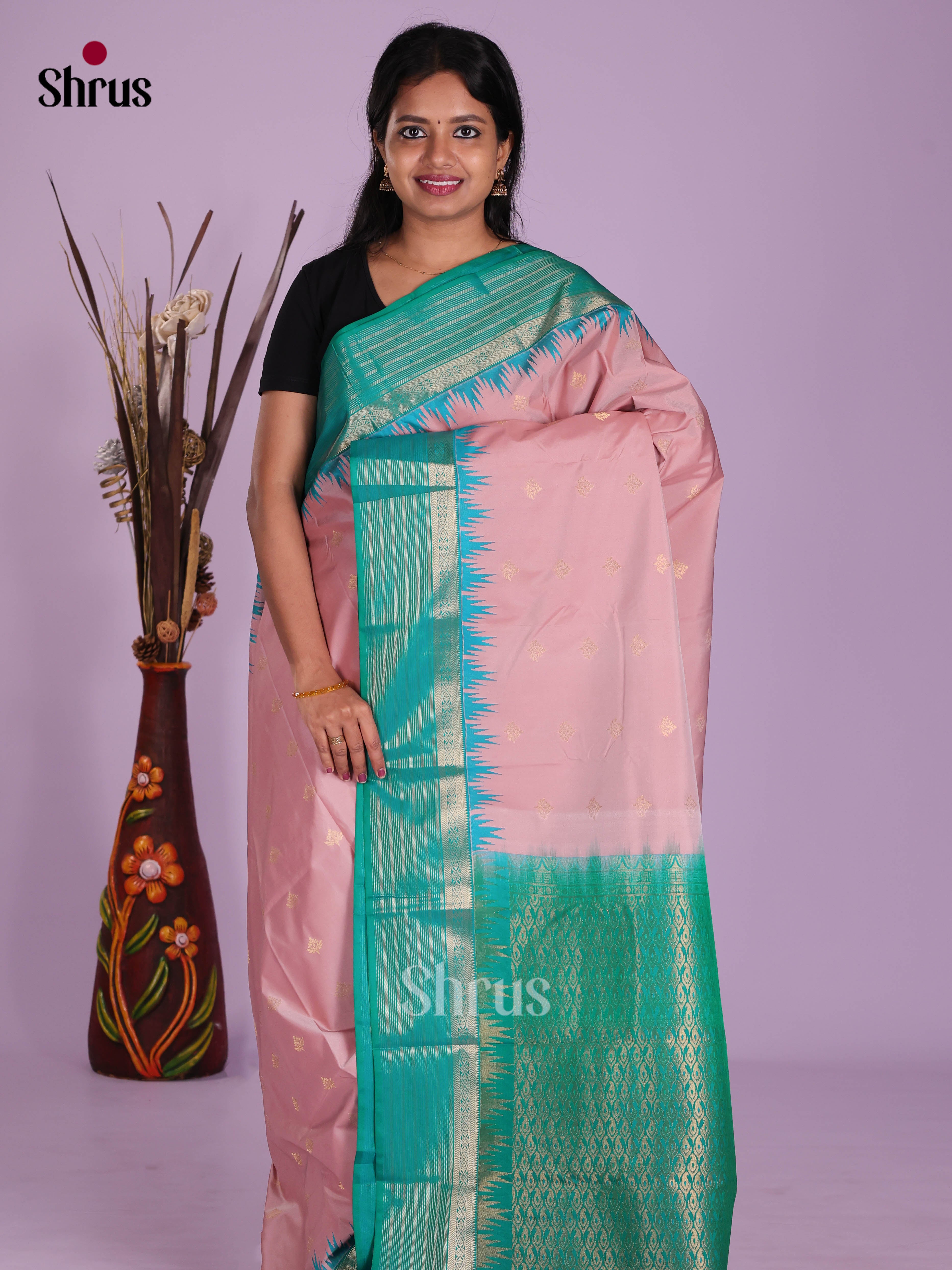 Mauve & Green- Semi Kanchipuram Saree