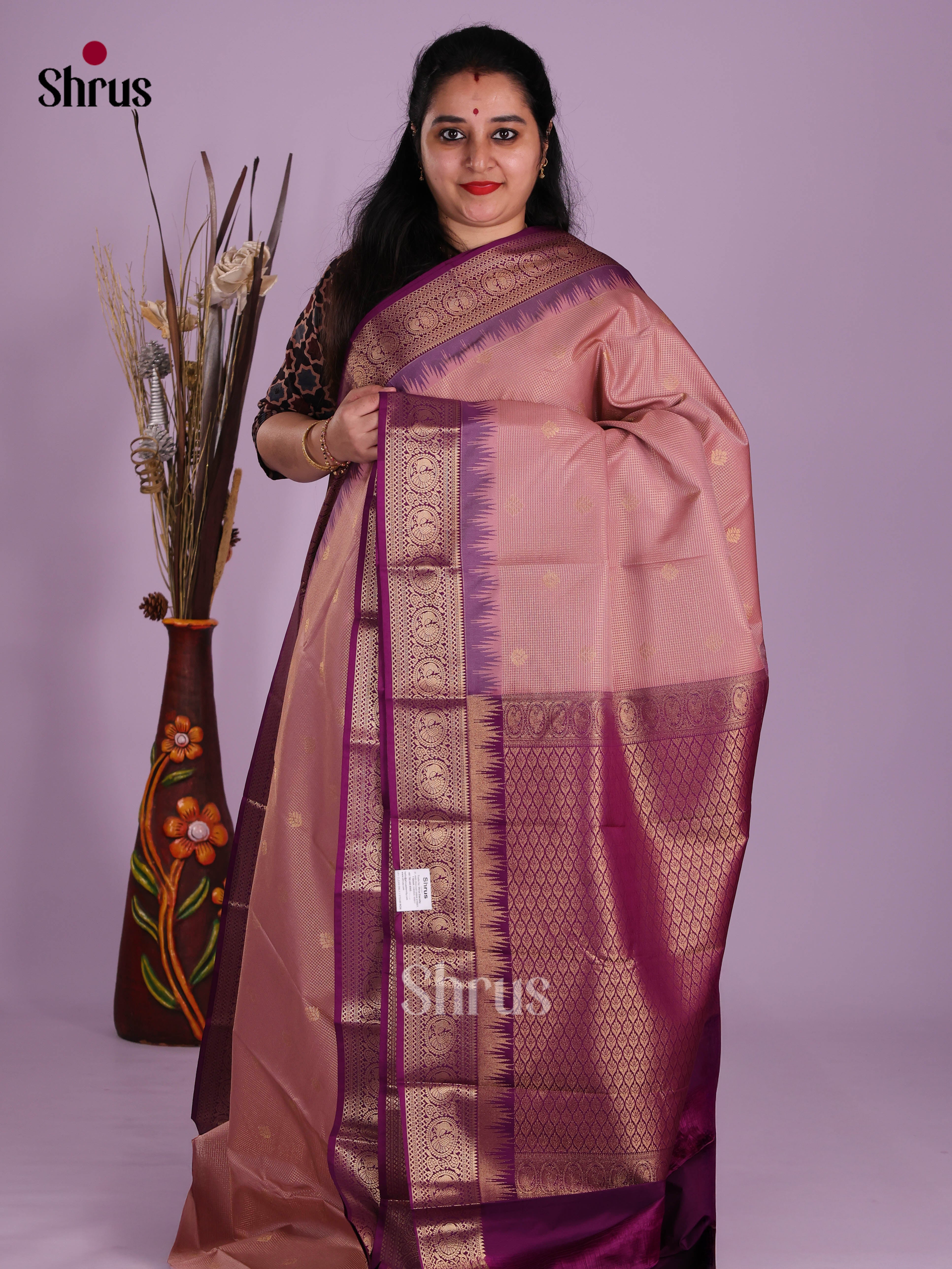 Mauve & Violet - Semi Kanchipuram Saree