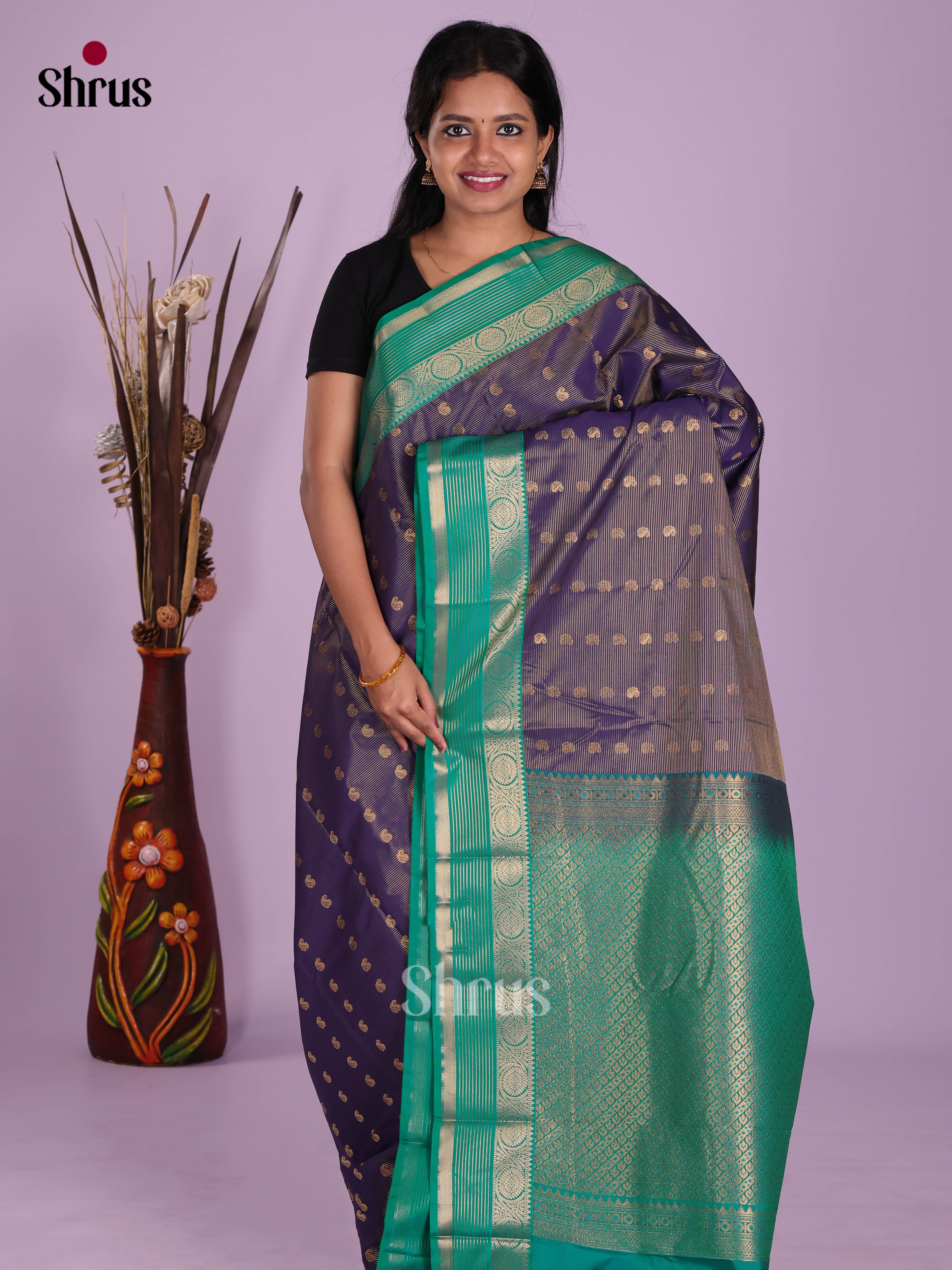 Blue & Green - Semi Kanchipuram Saree