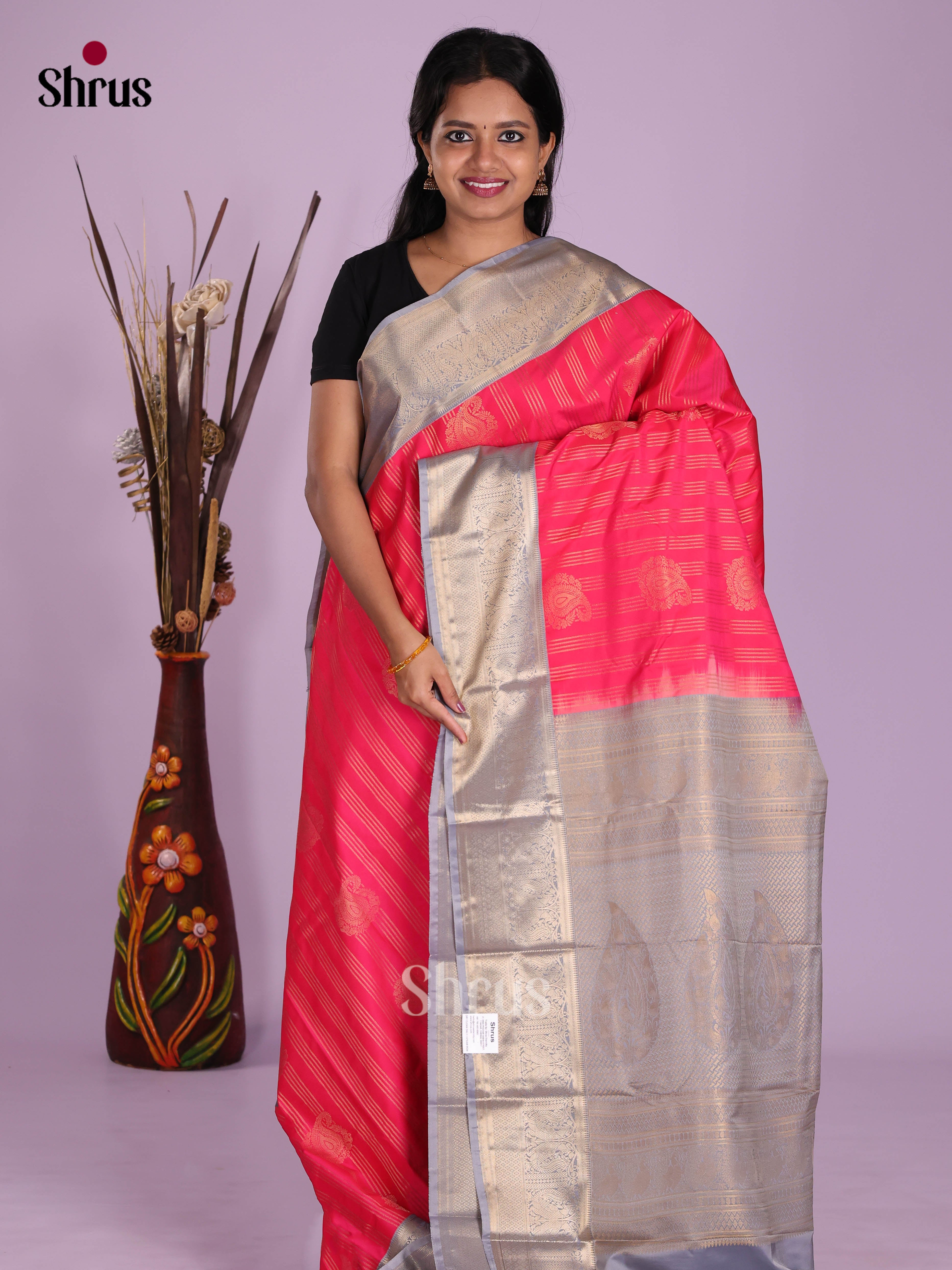 Pink - Semi Kanchipuram Saree