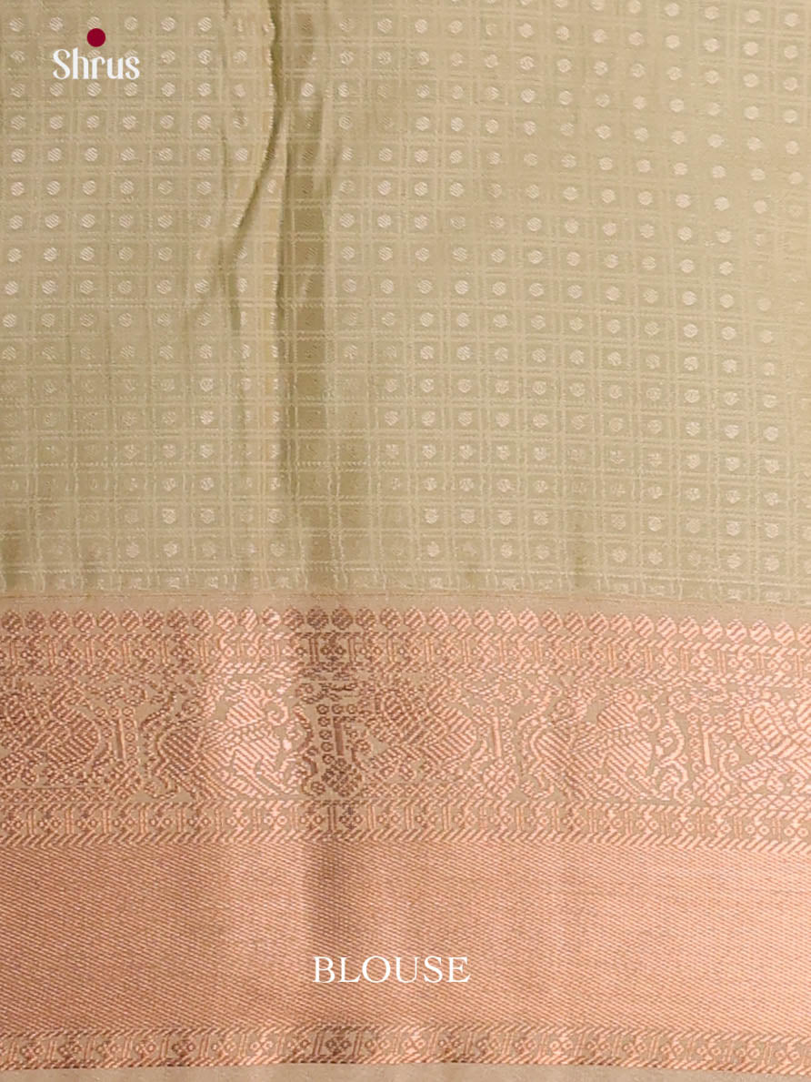 Pastel Green & Elachi Green - Semi Kanchipuram Saree - Shop on Shrus.com