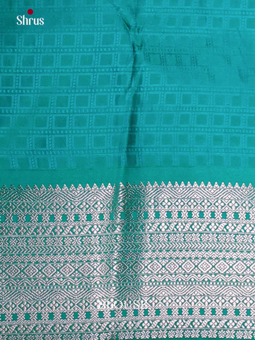 Pink & Teal - Semi Kanchipuram Saree - Shop on Shrus.com