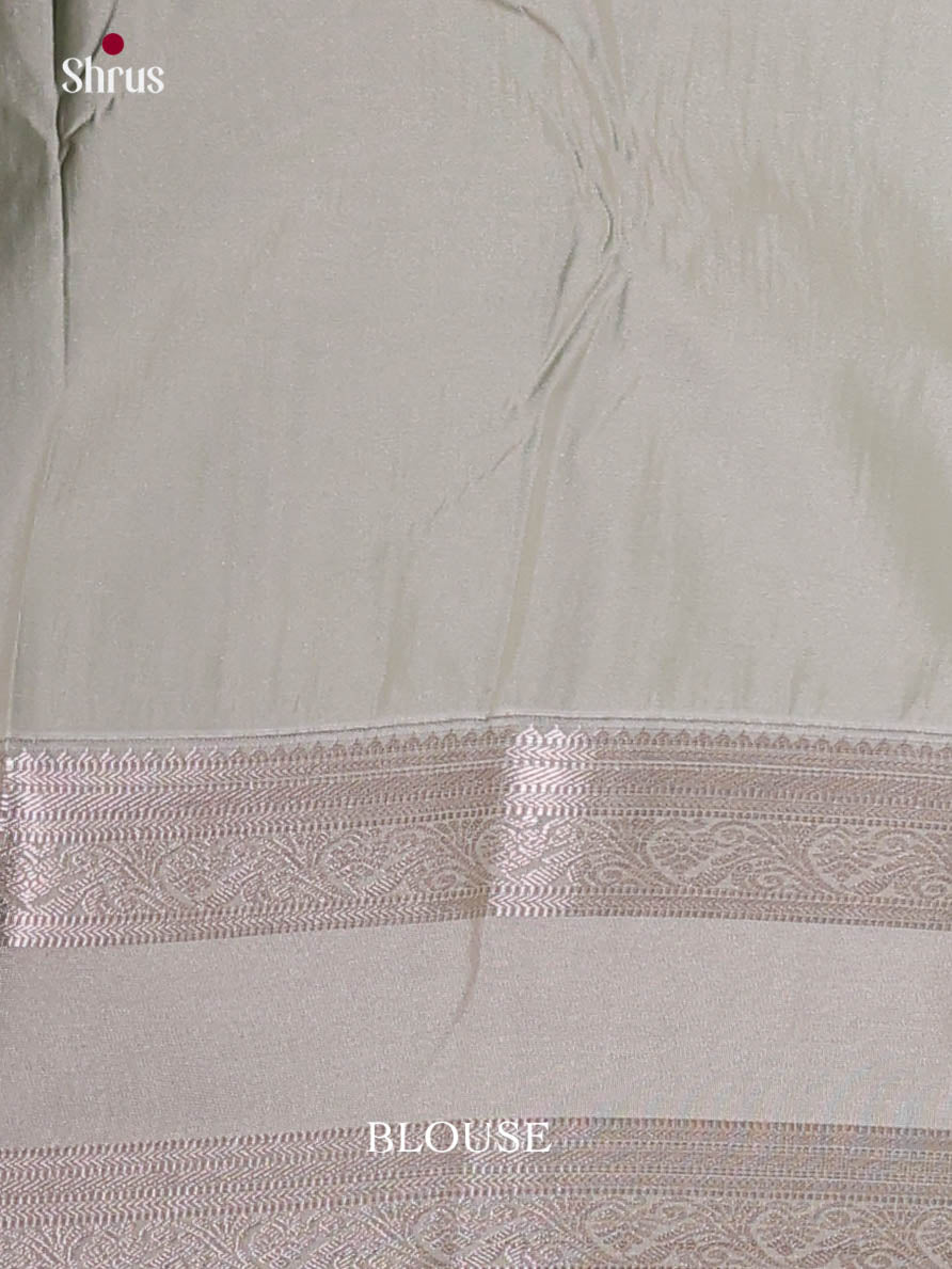 Aqua Blue  & Grey - Semi Kanchipuram Saree