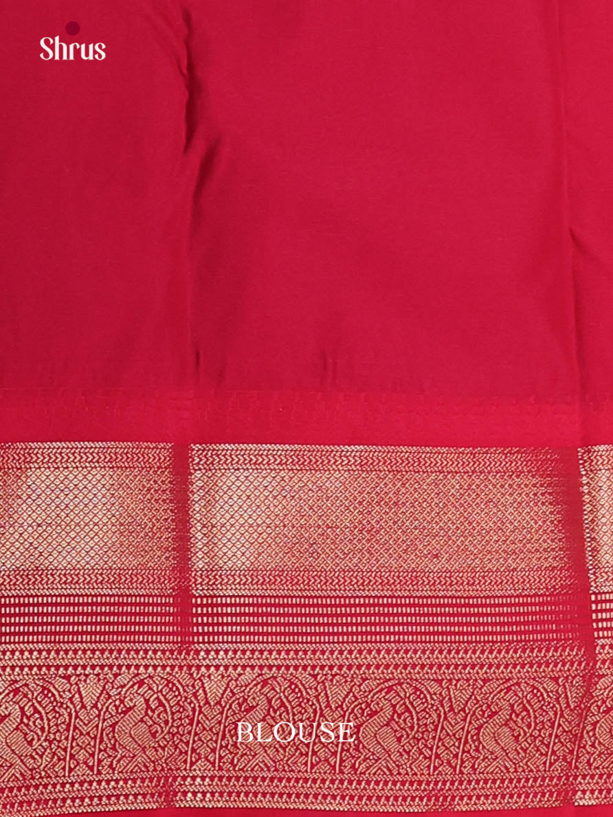Blue & Red - Semi Kanchipuram Saree