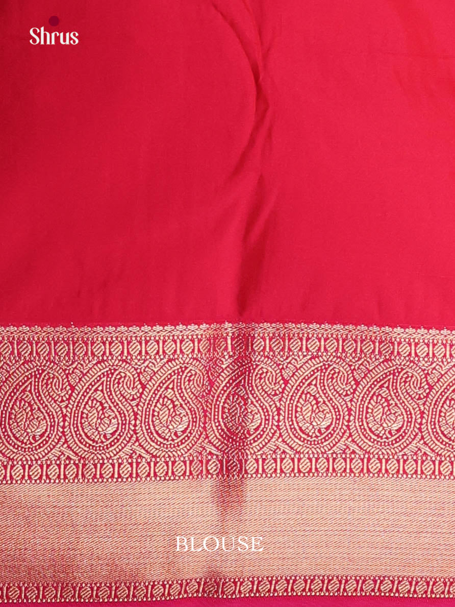 Mustardy Green & Pink - Semi Kanchipuram Saree