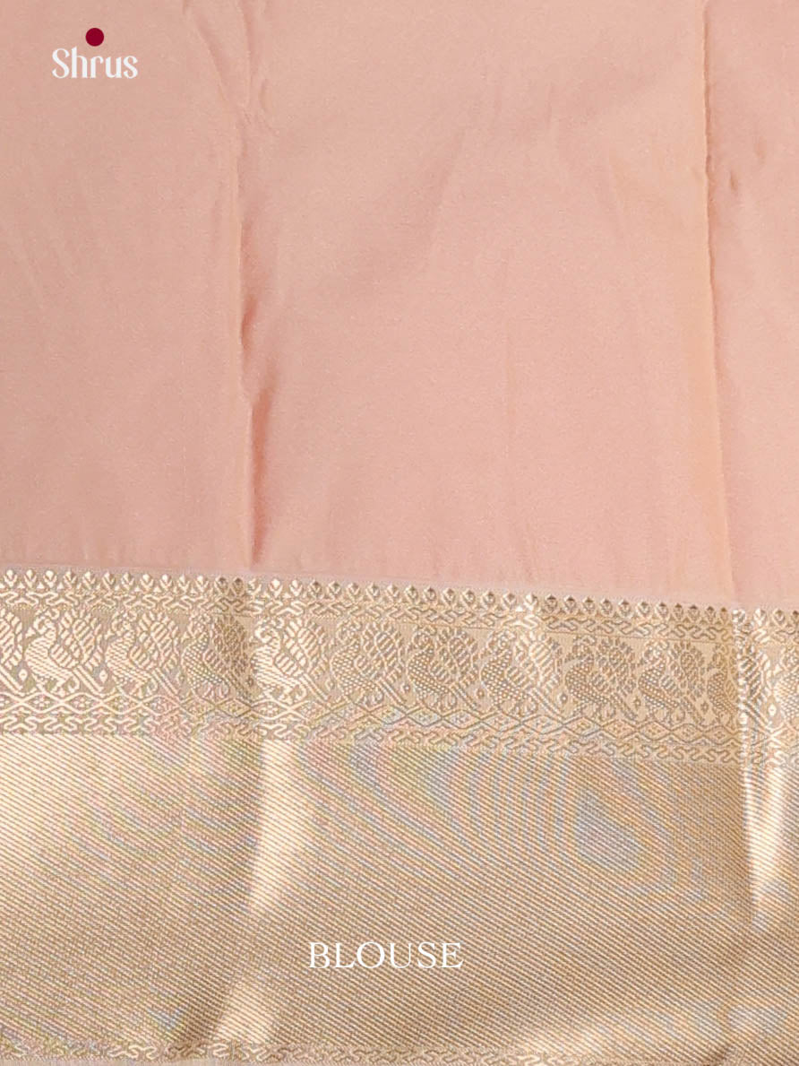 Reddish Pink & Cream - Semi Kanchipuram Saree