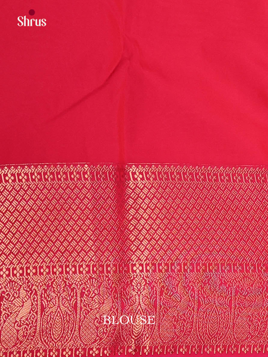 Yellow & Pink - Semi Kanchipuram Saree