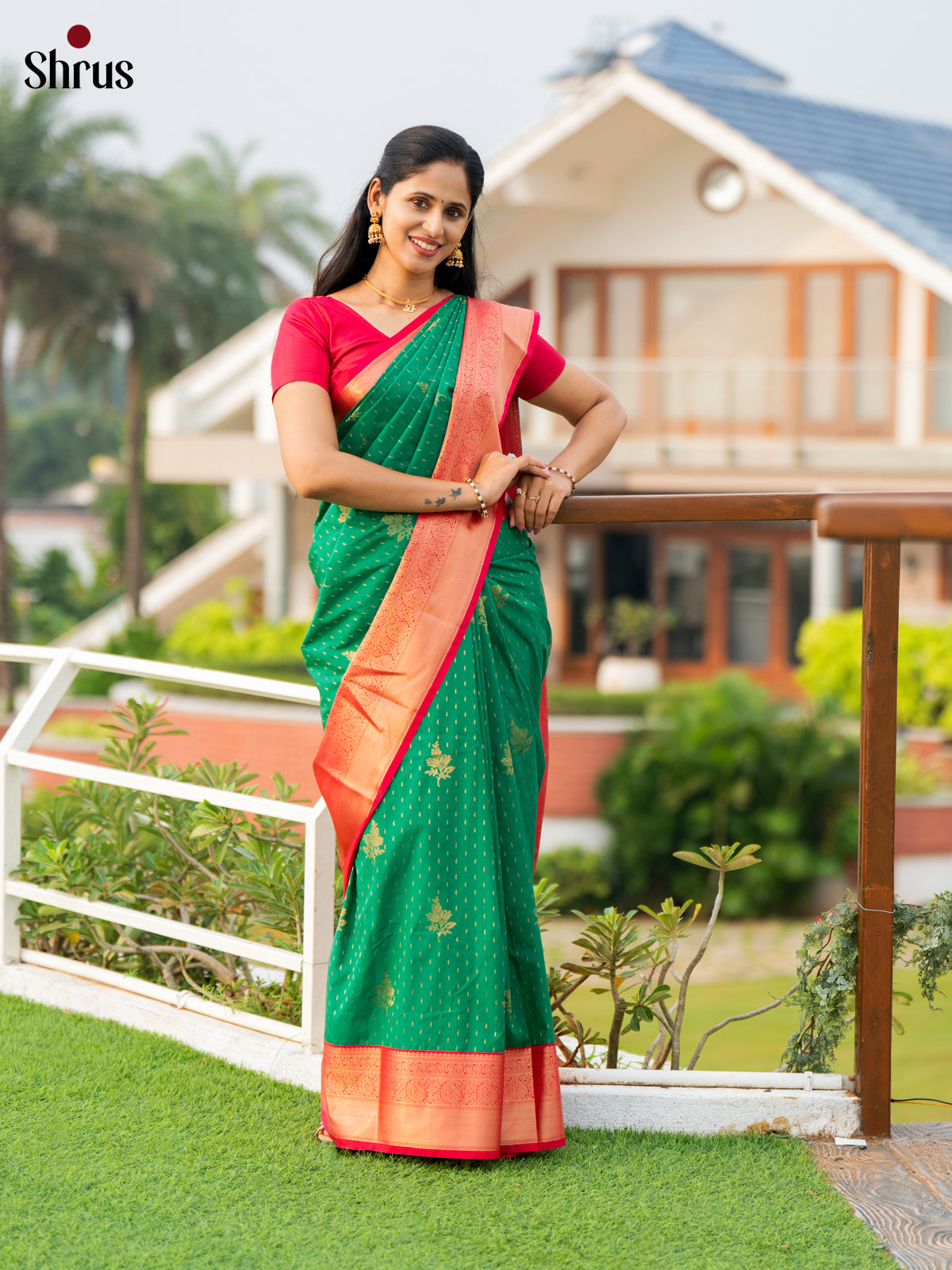 Green & Pink - Semi Kanchipuram Saree