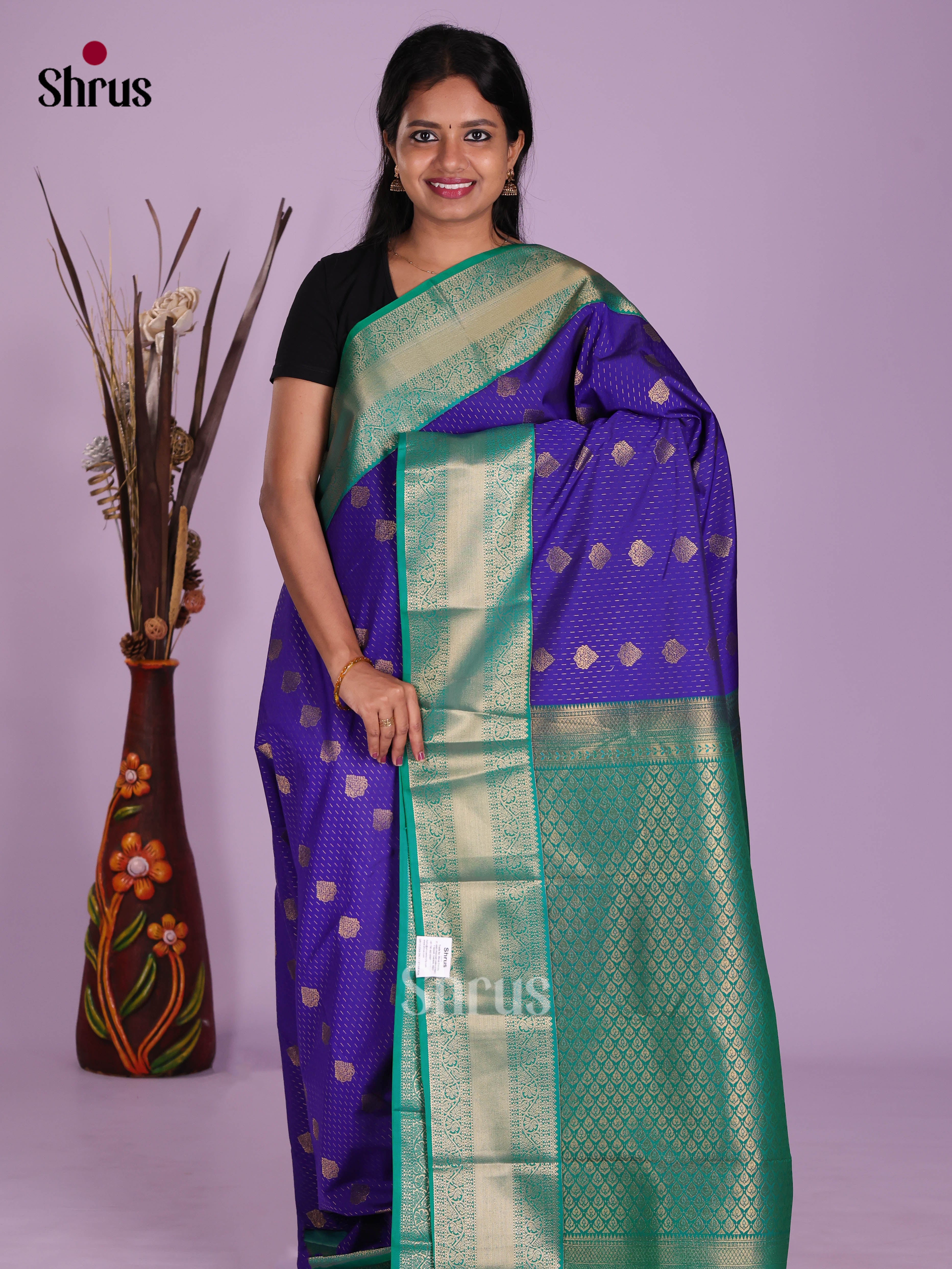 Blue & Green - Semi Kanchipuram Saree