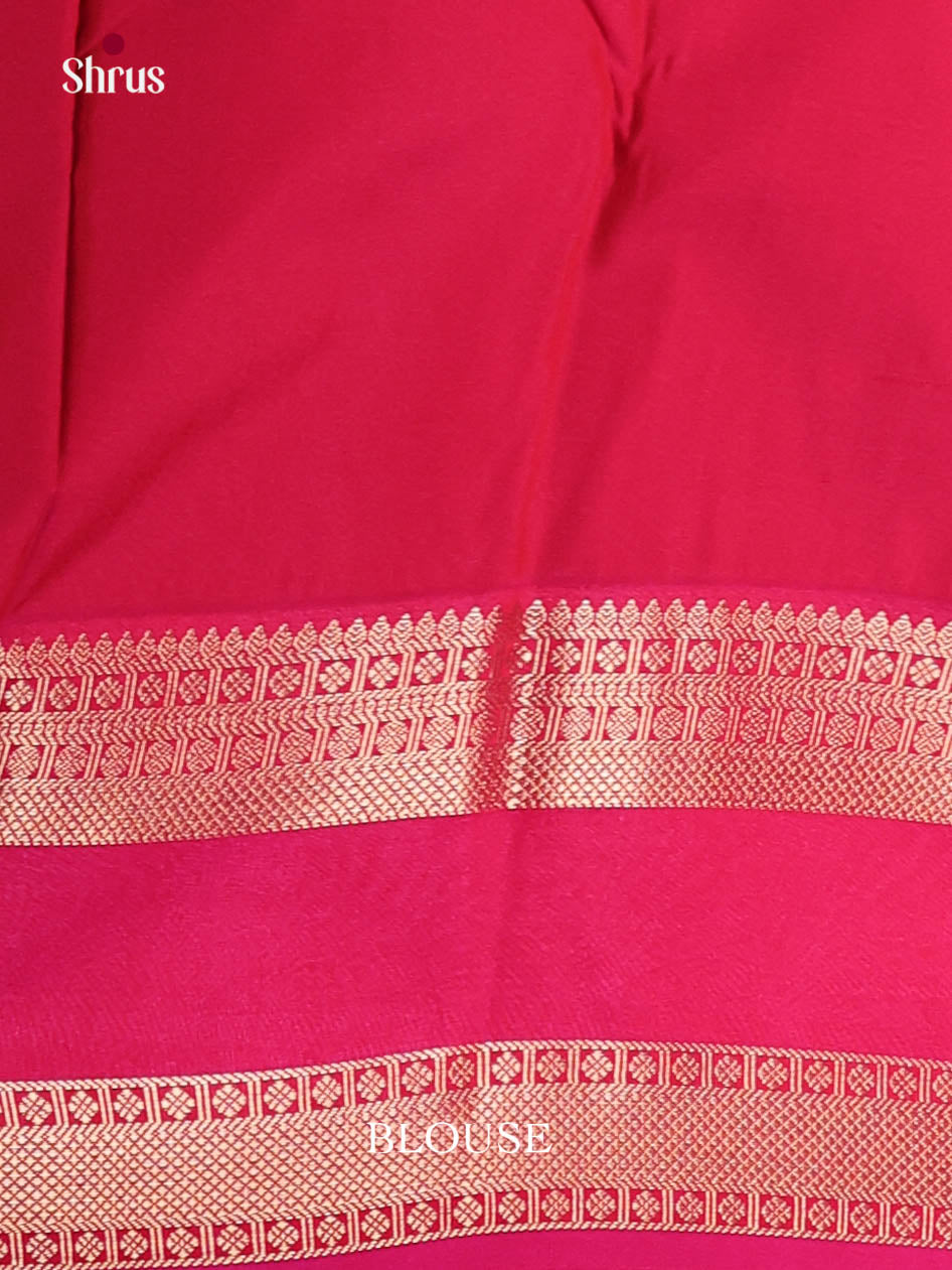 Pista Green & Pink - Semi Kanchipuram Saree - Shop on Shrus.com