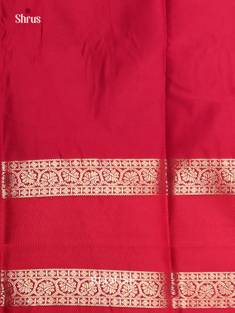 Lilac & Red- Semi Kanchipuram Saree - Shop on Shrus.com