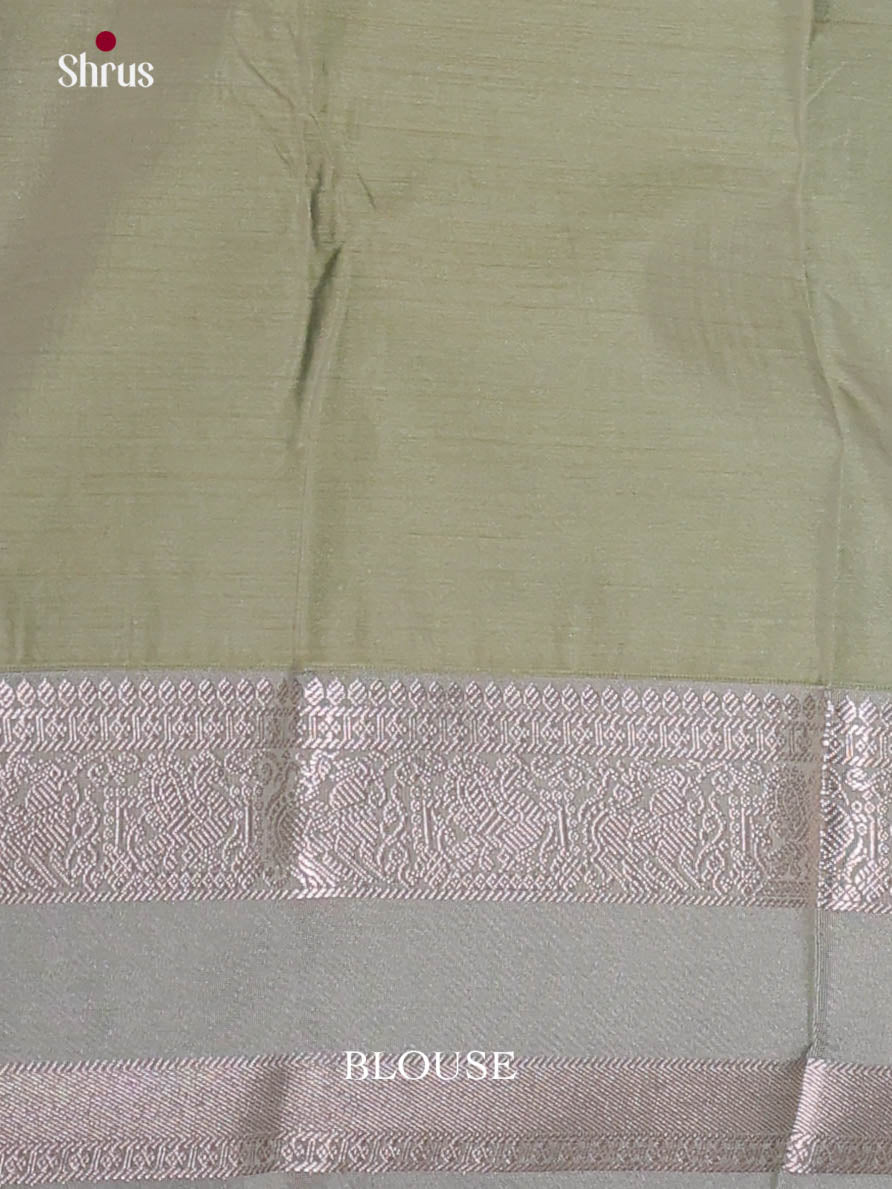 Green & Grey Green- Semi Kanchipuram Saree - Shop on Shrus.com