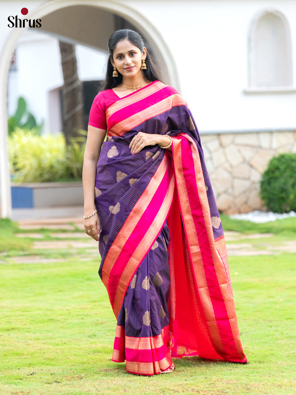 Violet & Pink - Semi Kanchipuram Saree