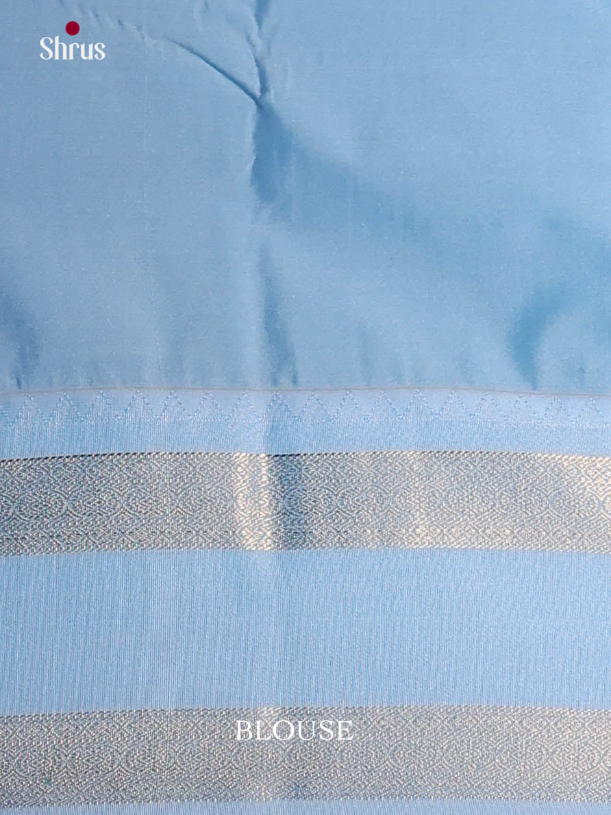 Dark Green & Blue- Semi Kanchipuram Saree - Shop on Shrus.com