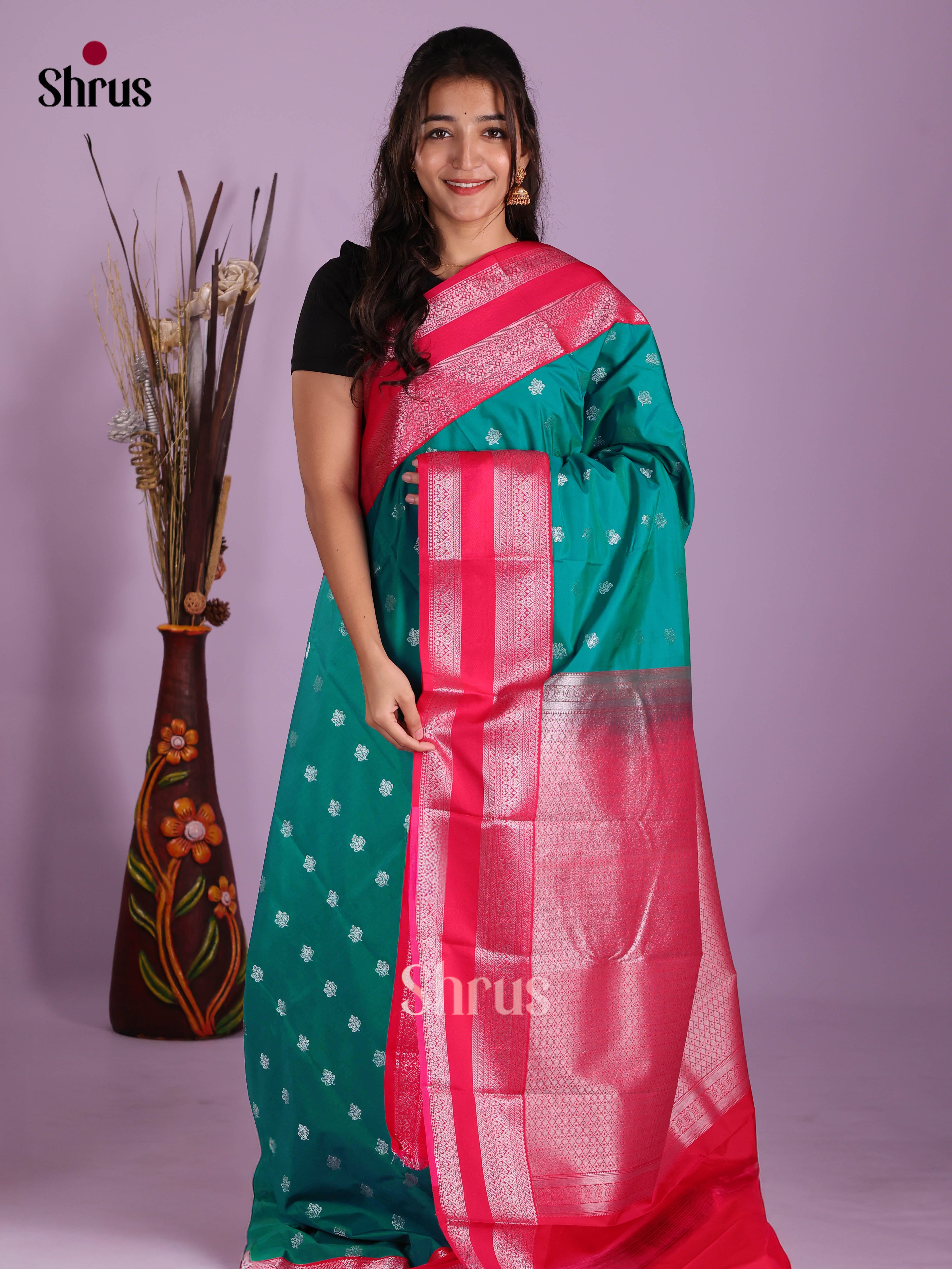 Green & Red - Semi Kanchipuram Saree