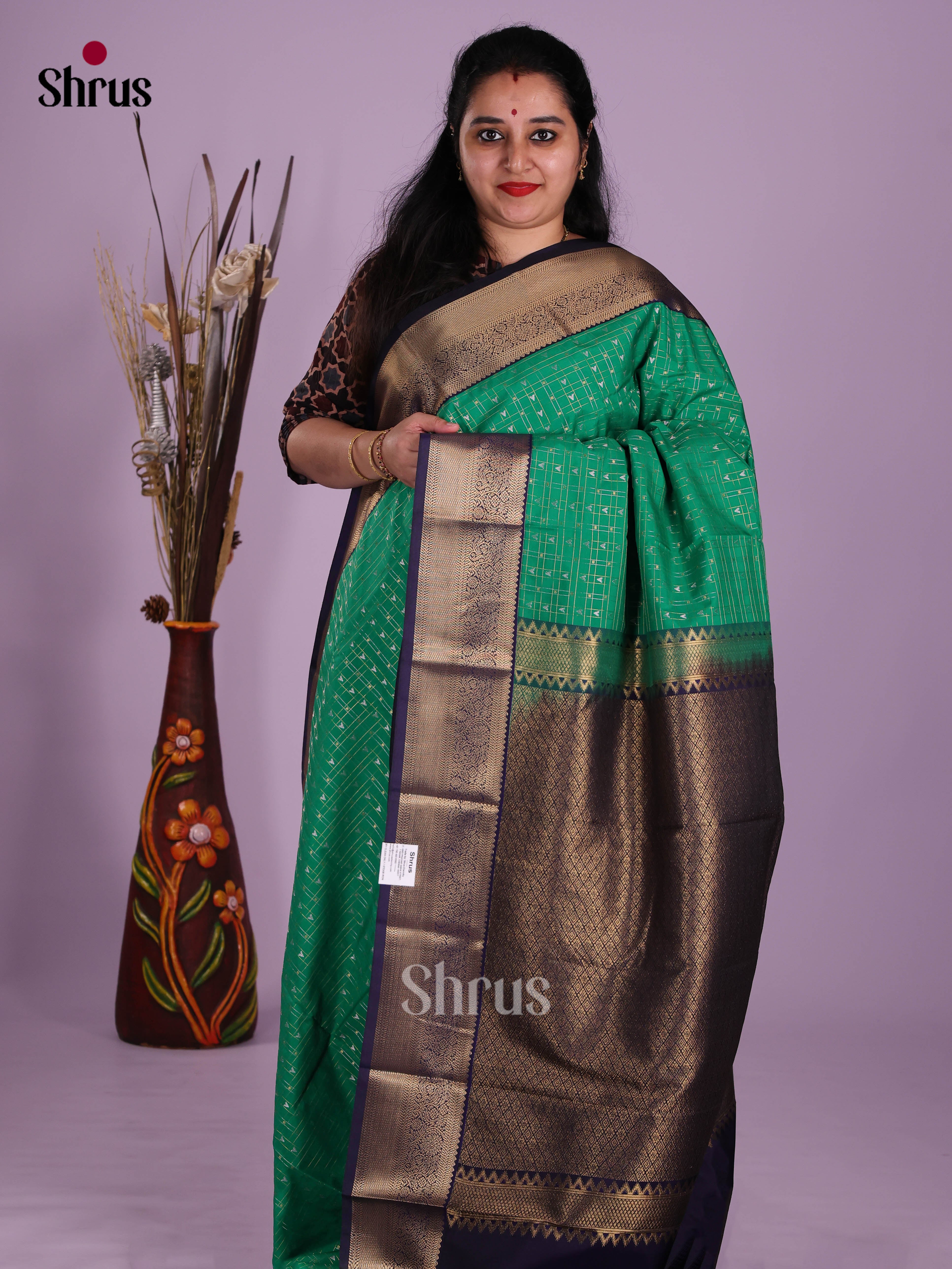 Green & Blue - Semi Kanchipuram Saree