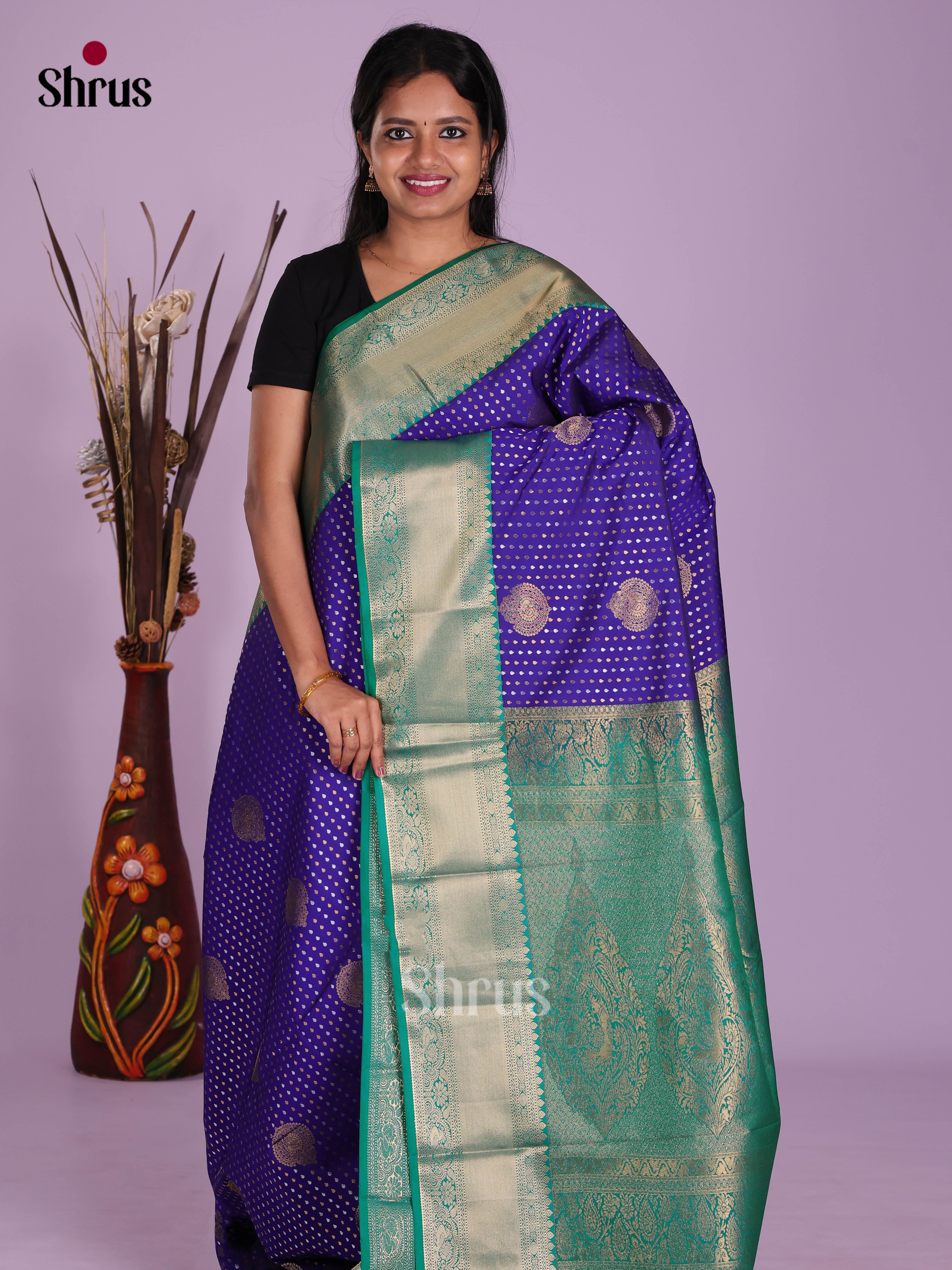 Blue & Green - Semi Kanchipuram Saree