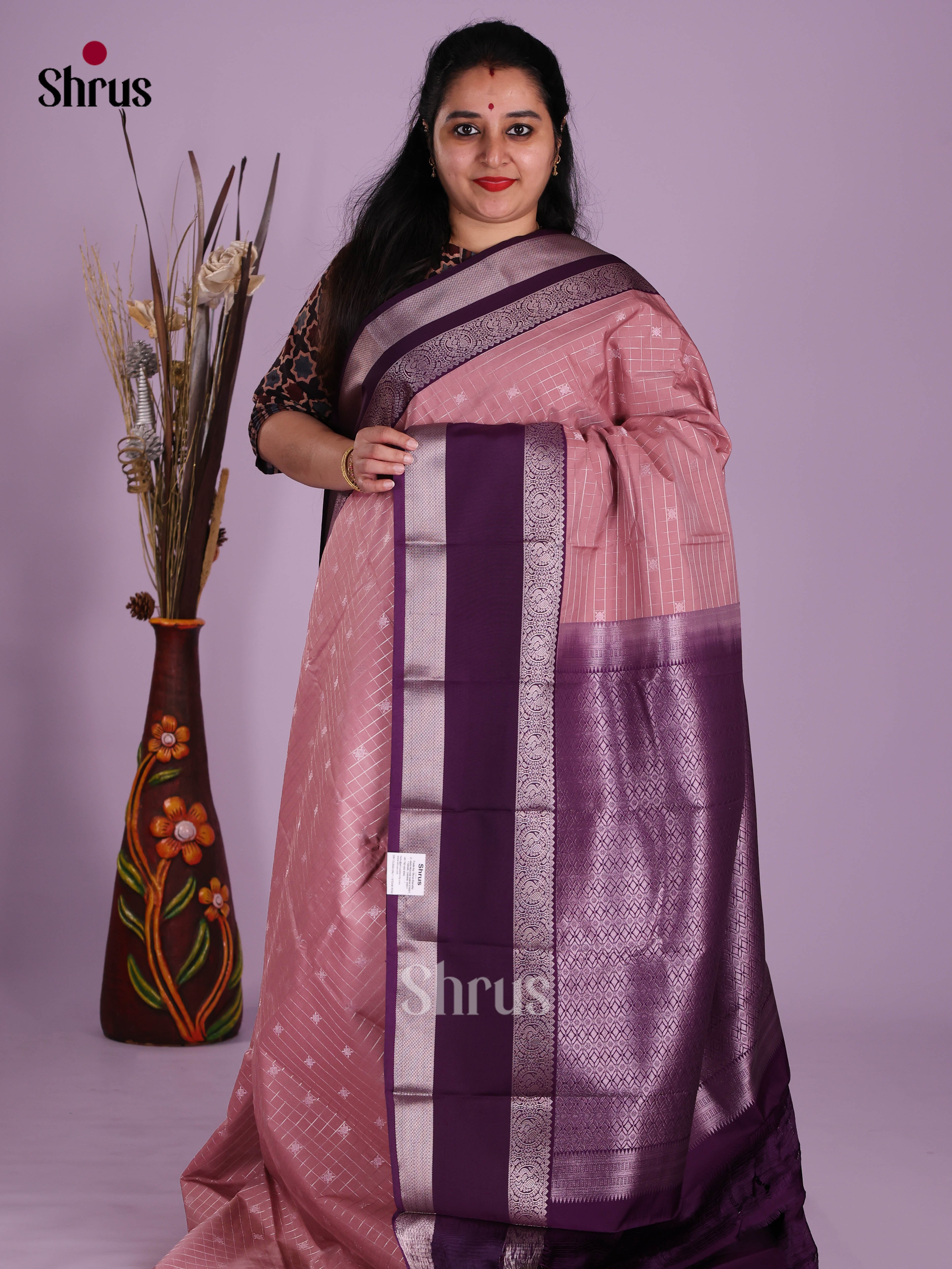 Pink & Violet- Semi Kanchipuram Saree