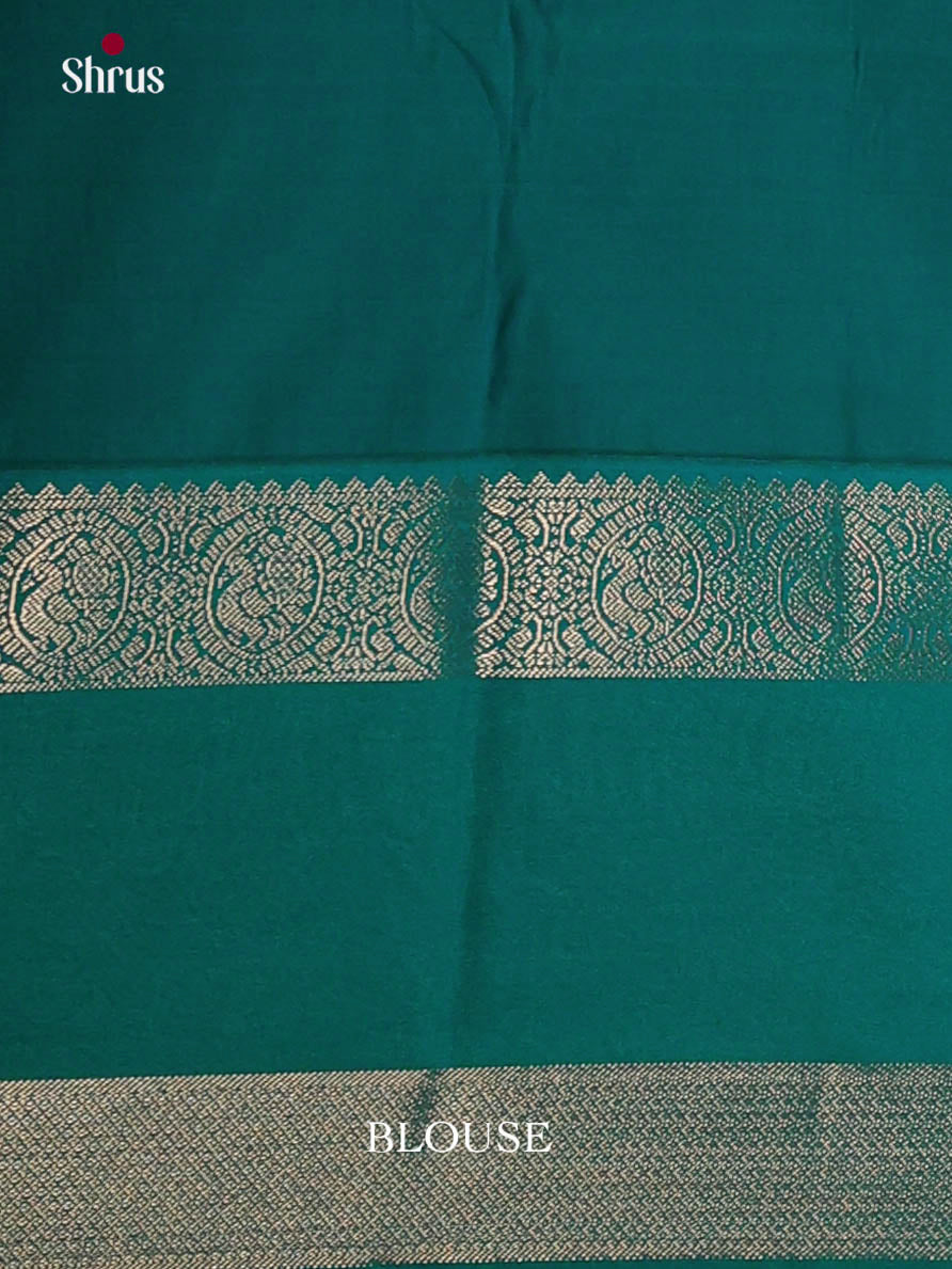Dark Purple & Green - Semi Kanchipuram Saree