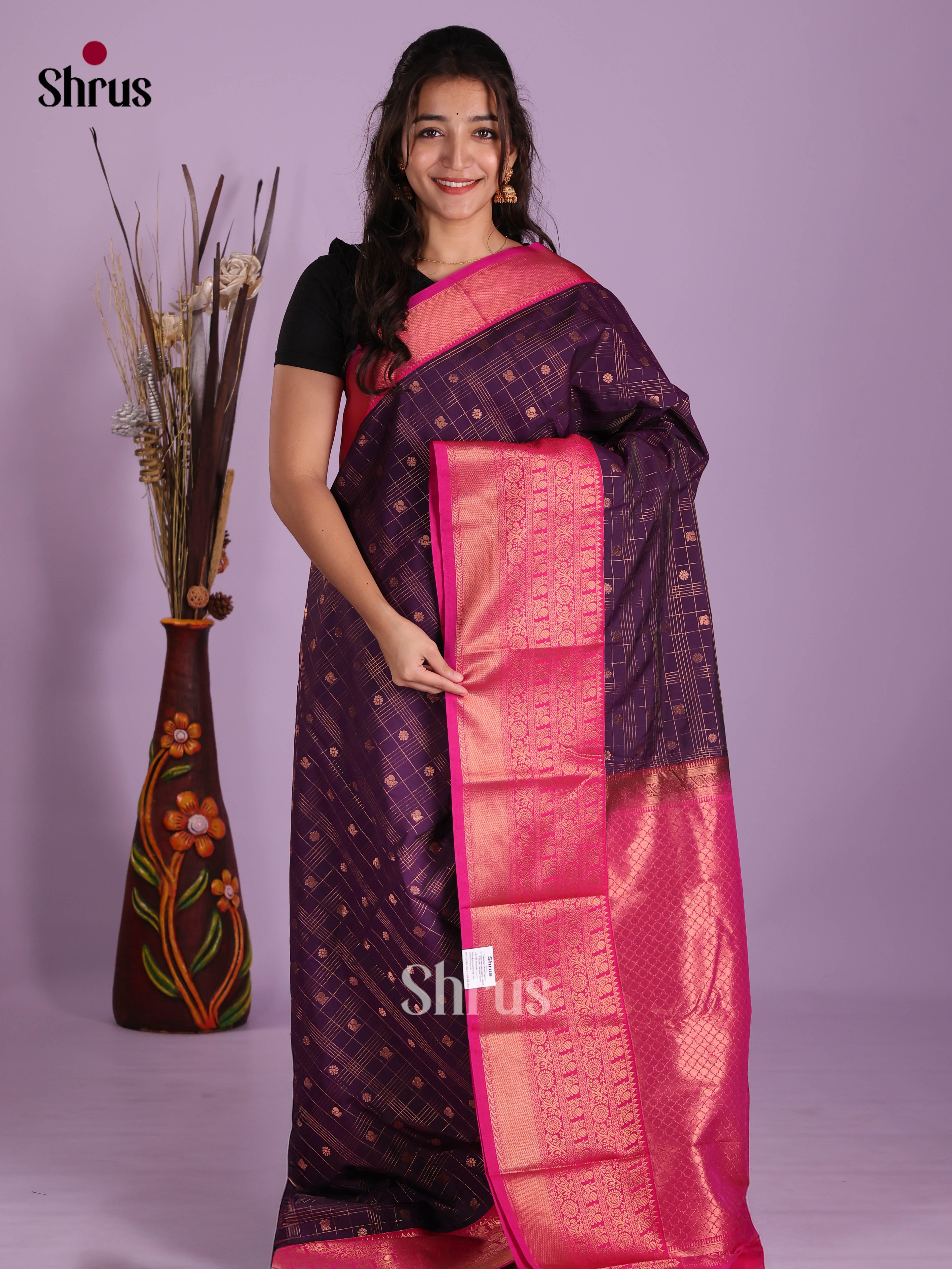 Violet & Pink- Semi Kanchipuram Saree