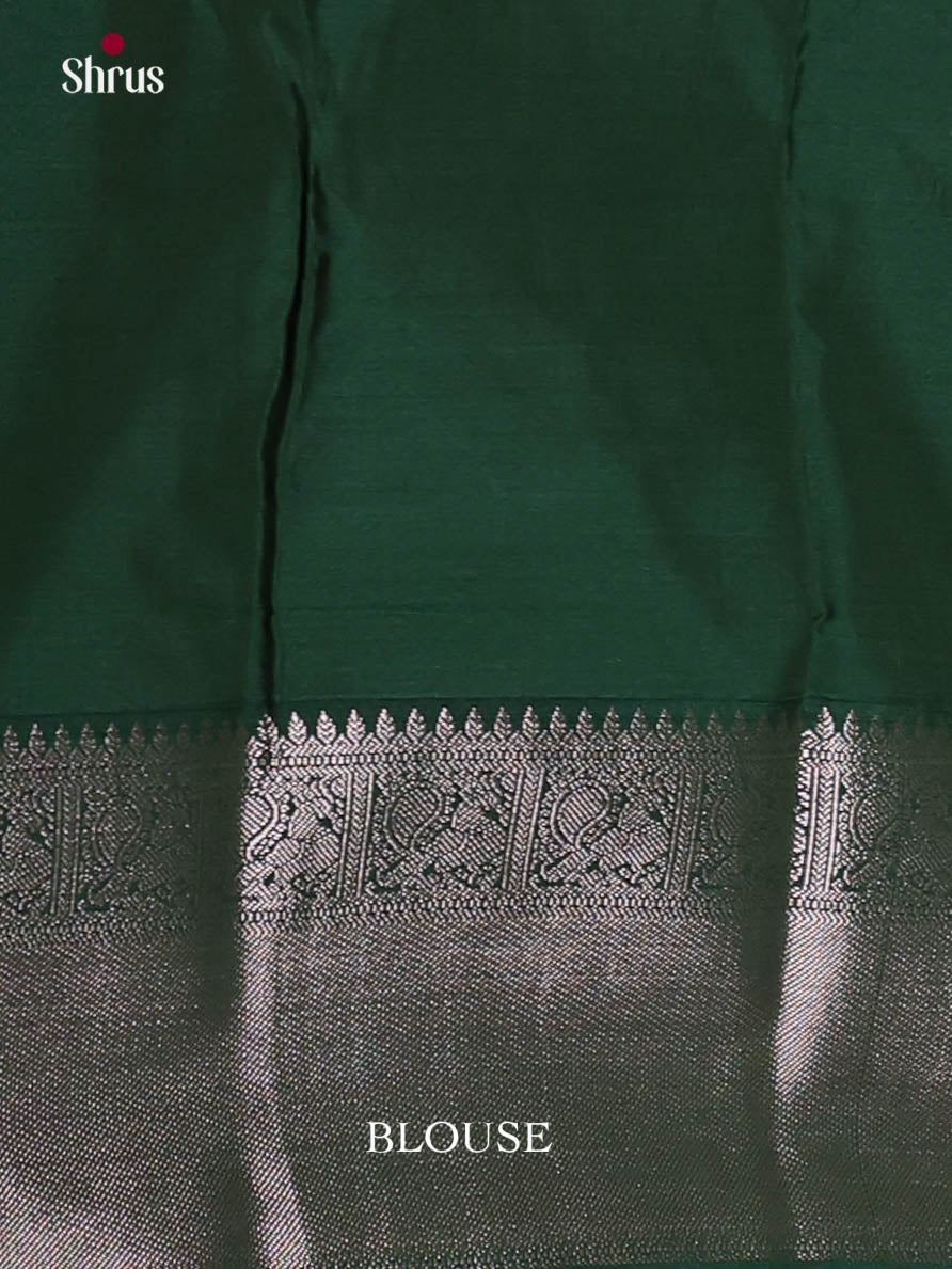 Red & Green  - Semi Kanchipuram Saree - Shop on Shrus.com