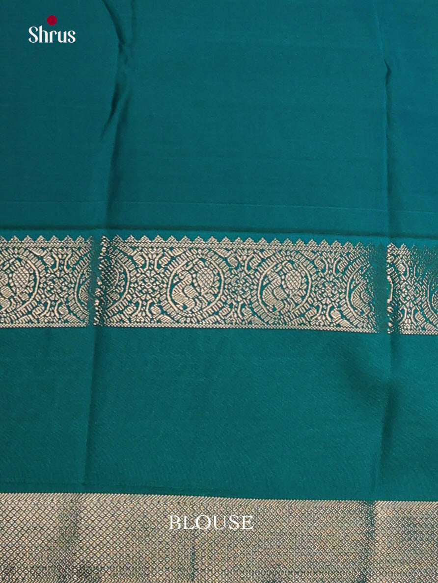 Pink & Green- Semi Kanchipuram Saree - Shop on Shrus.com