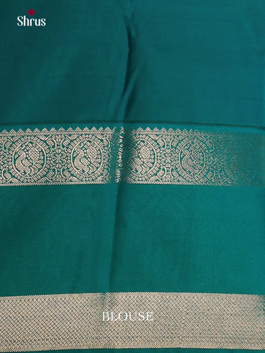 Orangish Pink & Green- Semi Kanchipuram Saree