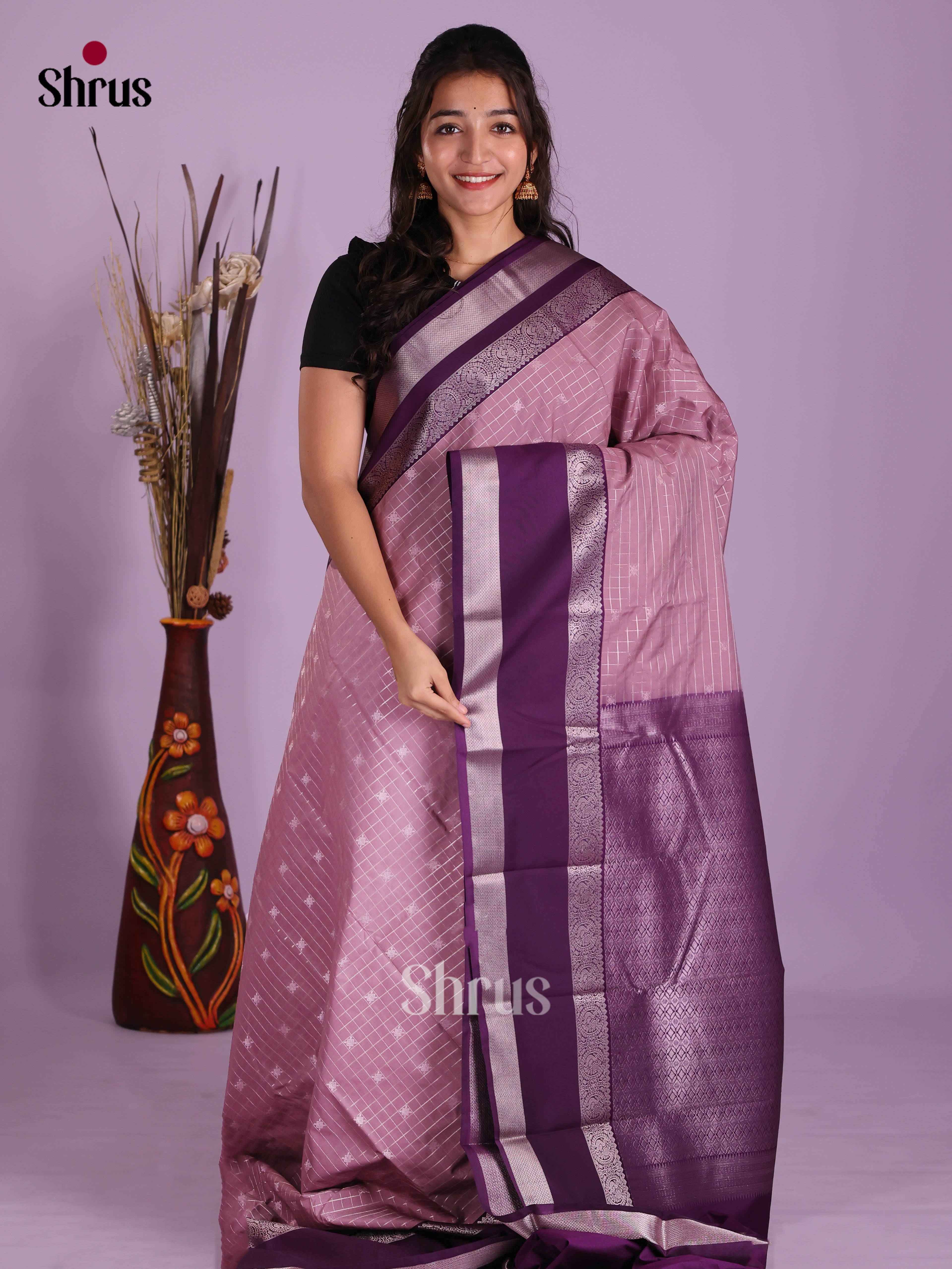 Lavender & Violet - Semi Kanchipuram Saree