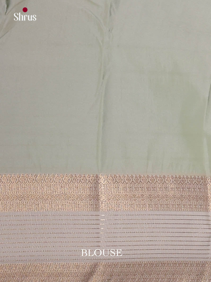 Teal Green & Grey - Semi Kanchipuram Saree