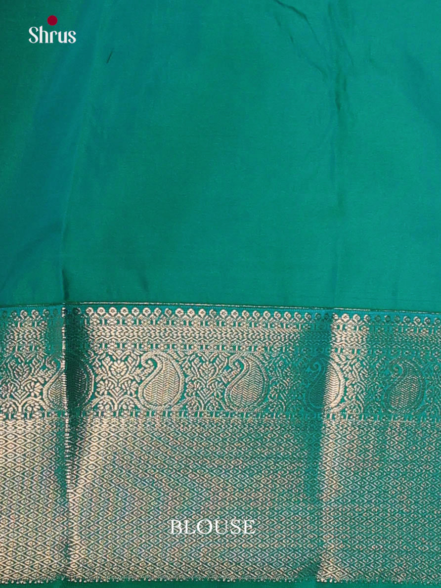 Grey & Green- Semi Kanchipuram Saree - Shop on Shrus.com
