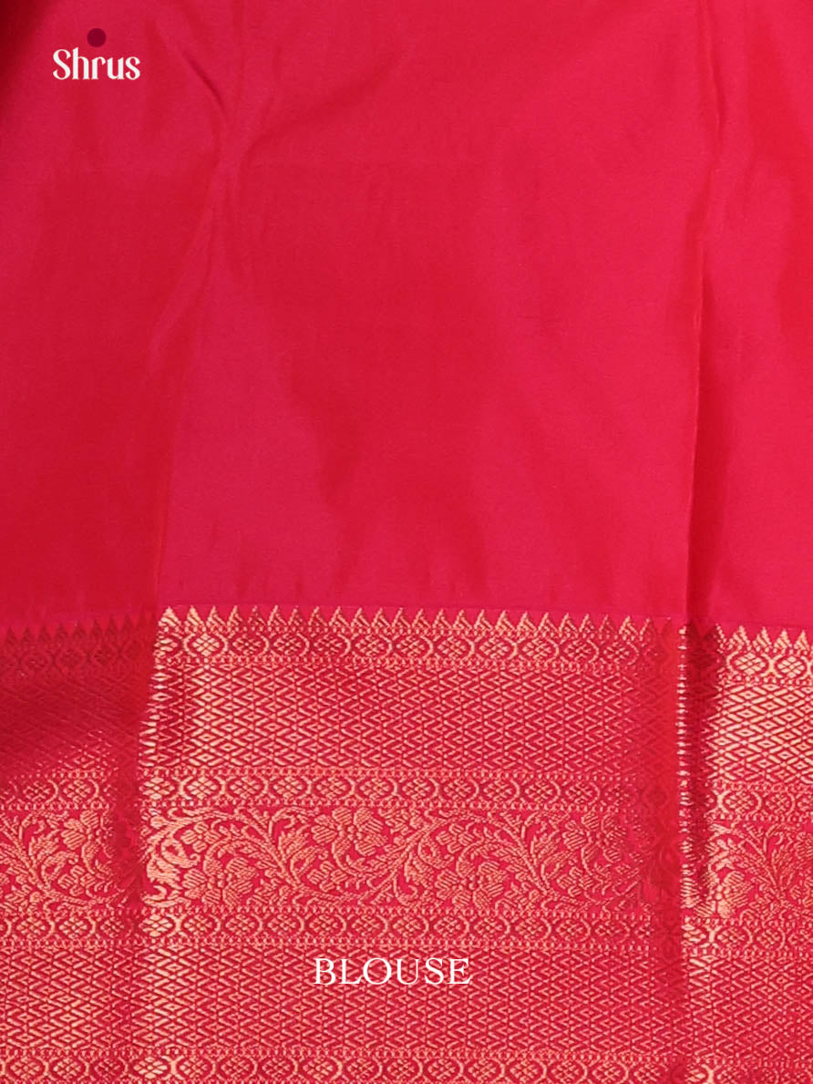 Violet & Red   - Semi Kanchipuram Saree - Shop on Shrus.com