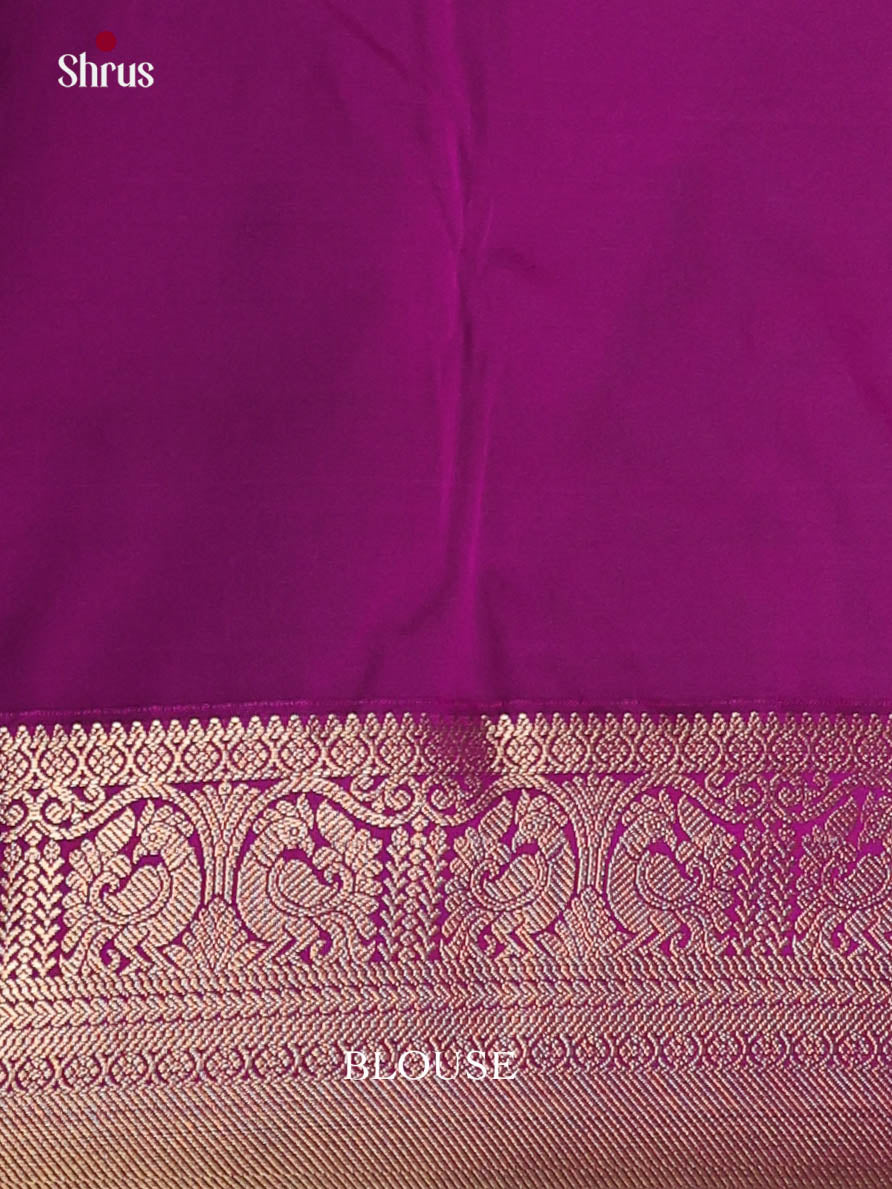 Green & Purple - Semi Kanchipuram Saree - Shop on Shrus.com