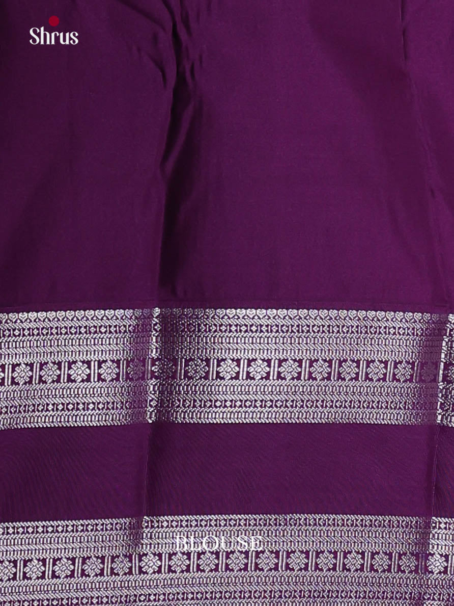 Ice Blue & Violet- Semi Kanchipuram Saree - Shop on Shrus.com