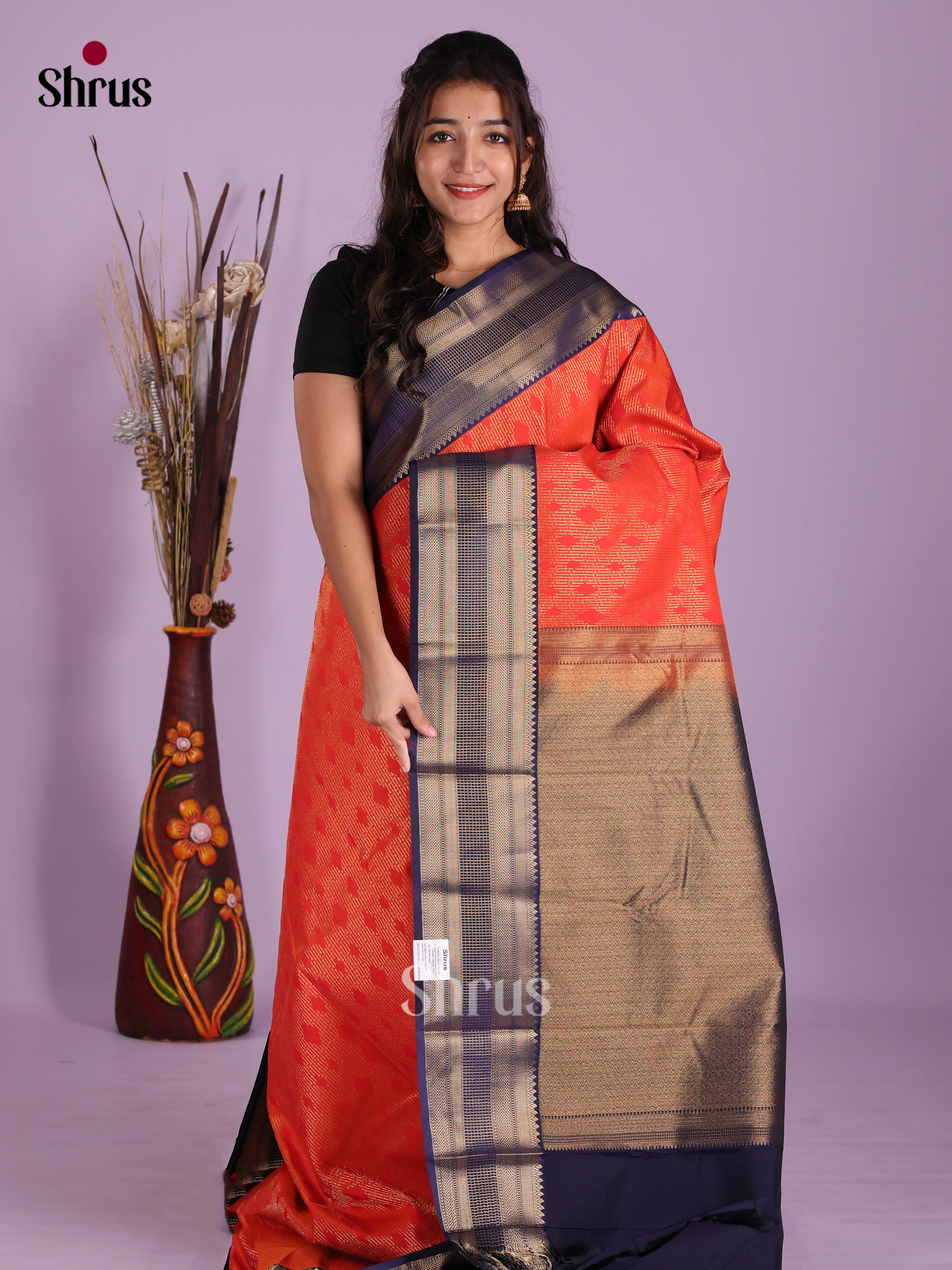 Red & Blue- Semi Kanchipuram Saree