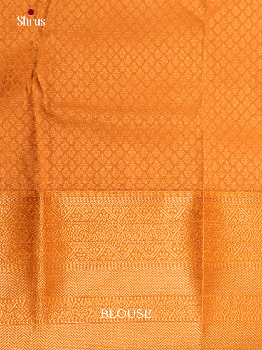 Cream & Orange  - Semi Kanchipuram Saree