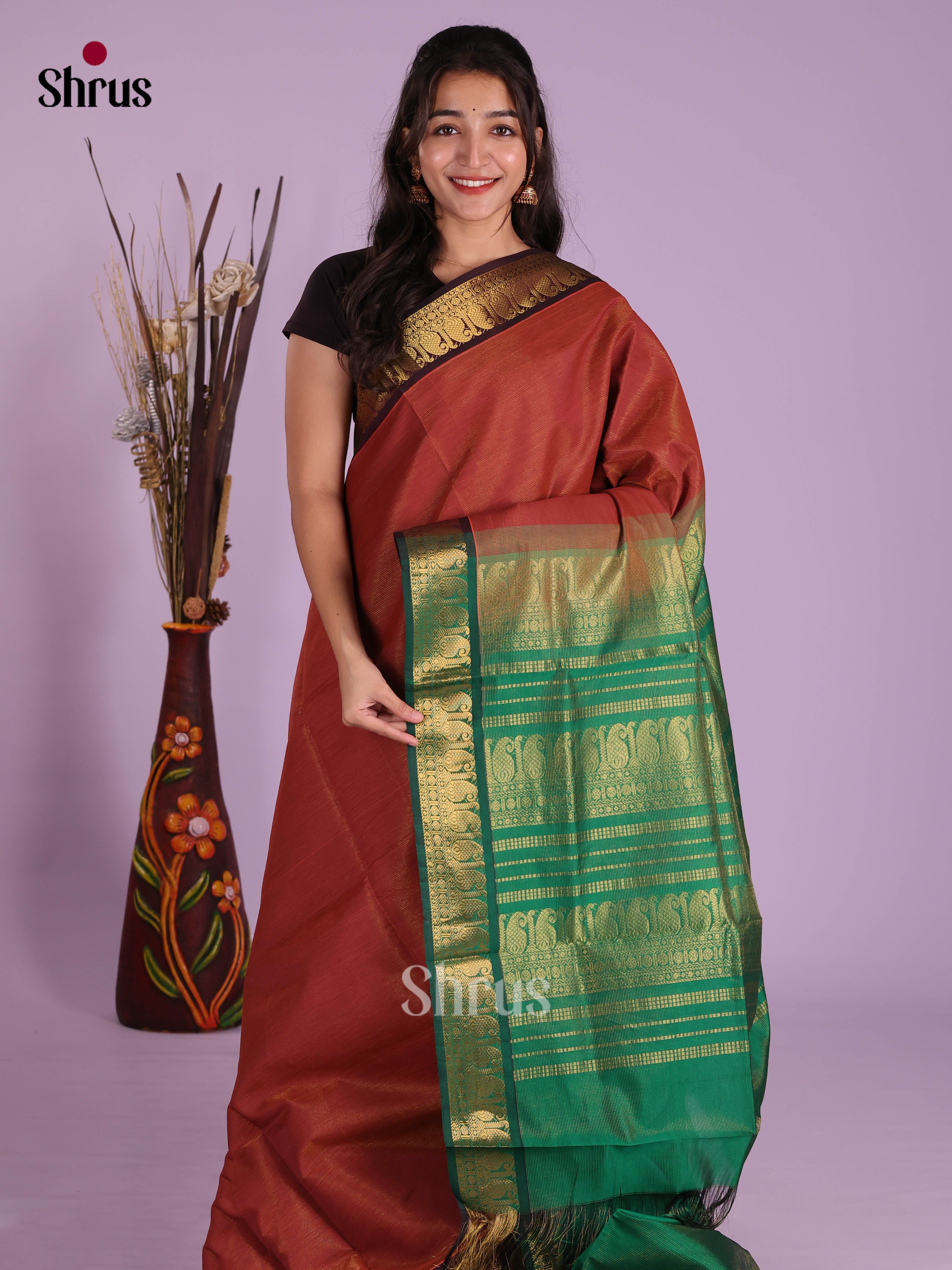 DKS04090 - Silkcotton-halfpure Saree - Shop on Shrus.com