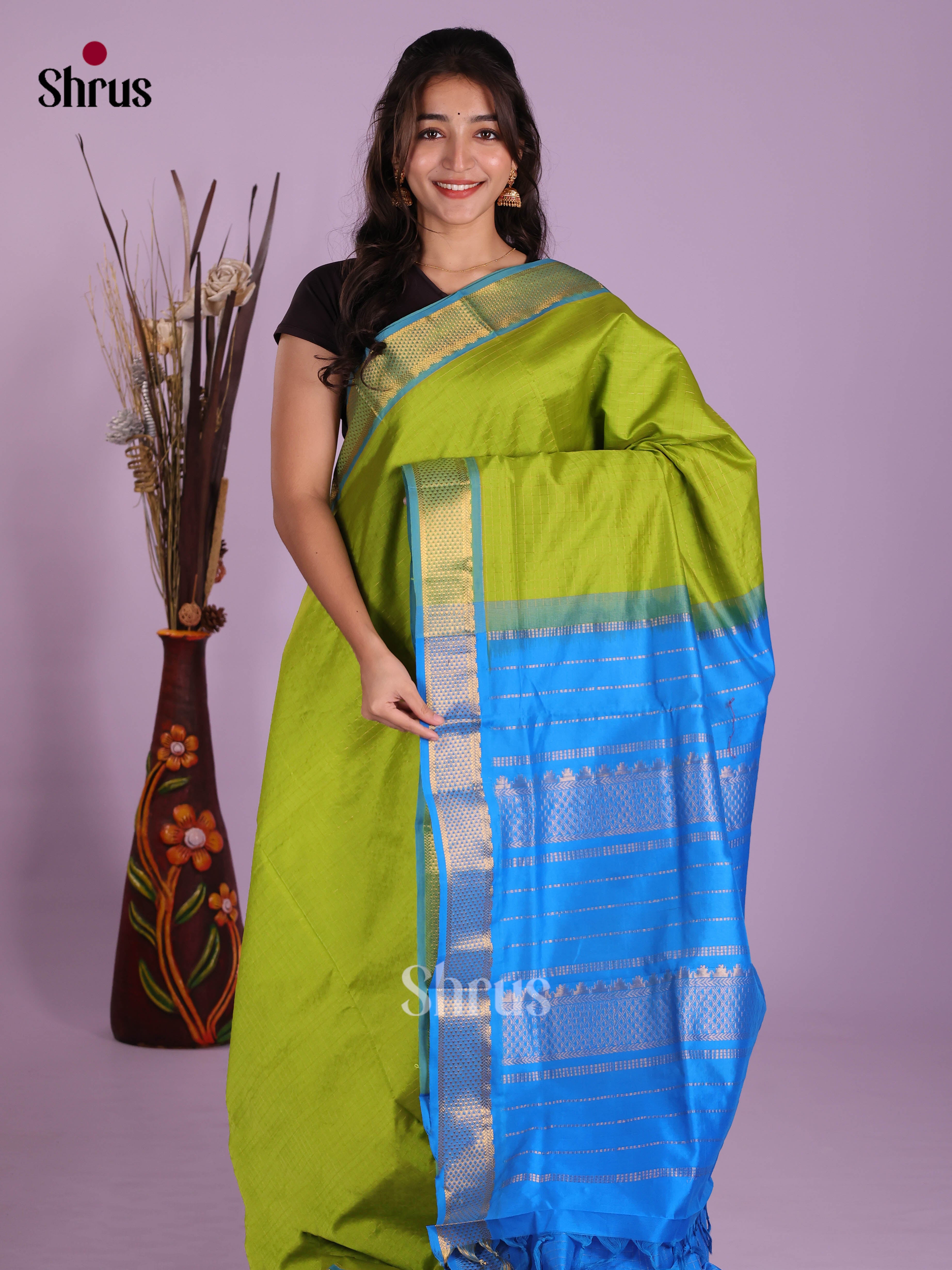 DKS04119 - Silkcotton-halfpure Saree - Shop on Shrus.com
