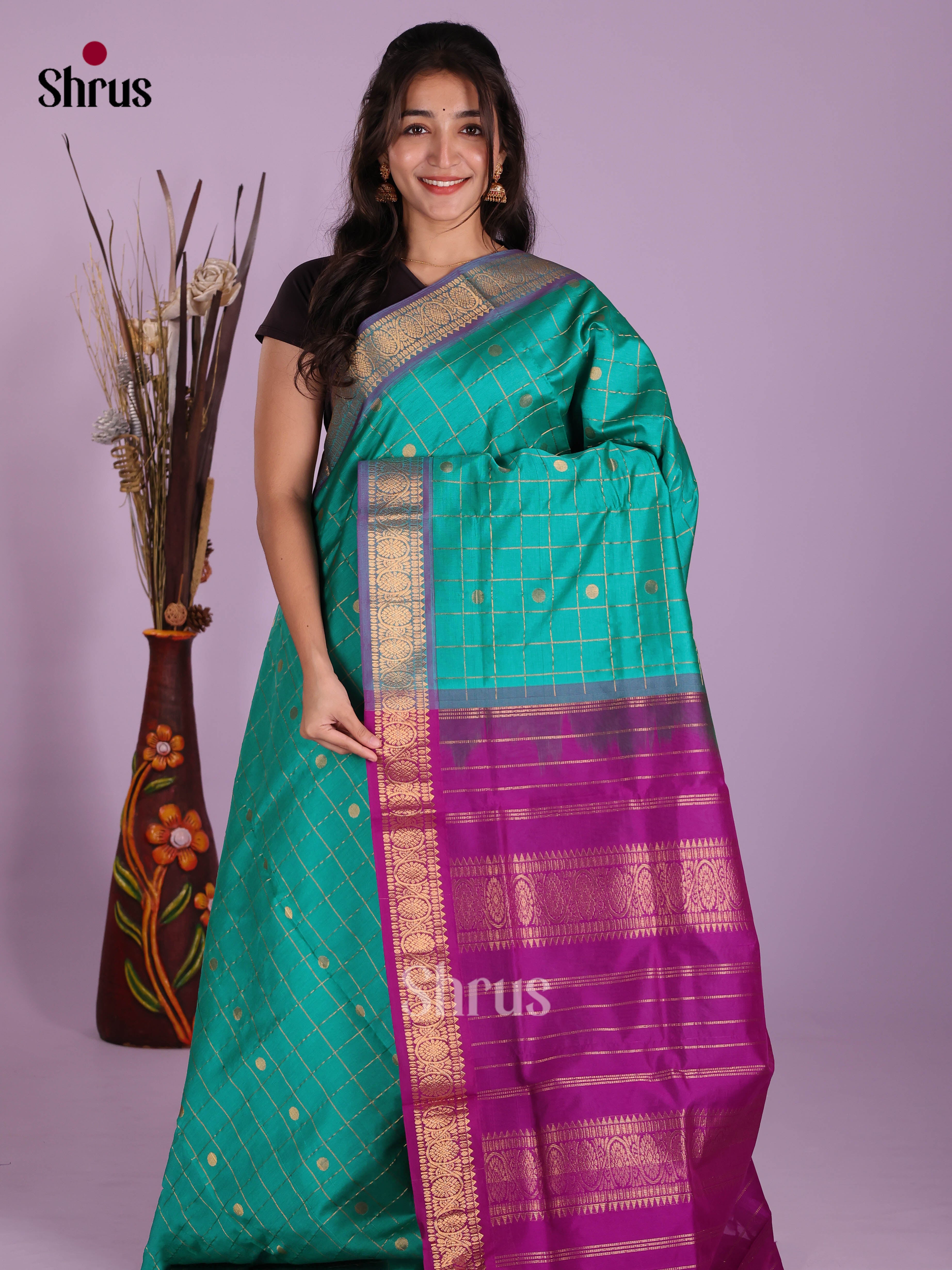 DKS04129 - Silkcotton-halfpure Saree - Shop on Shrus.com