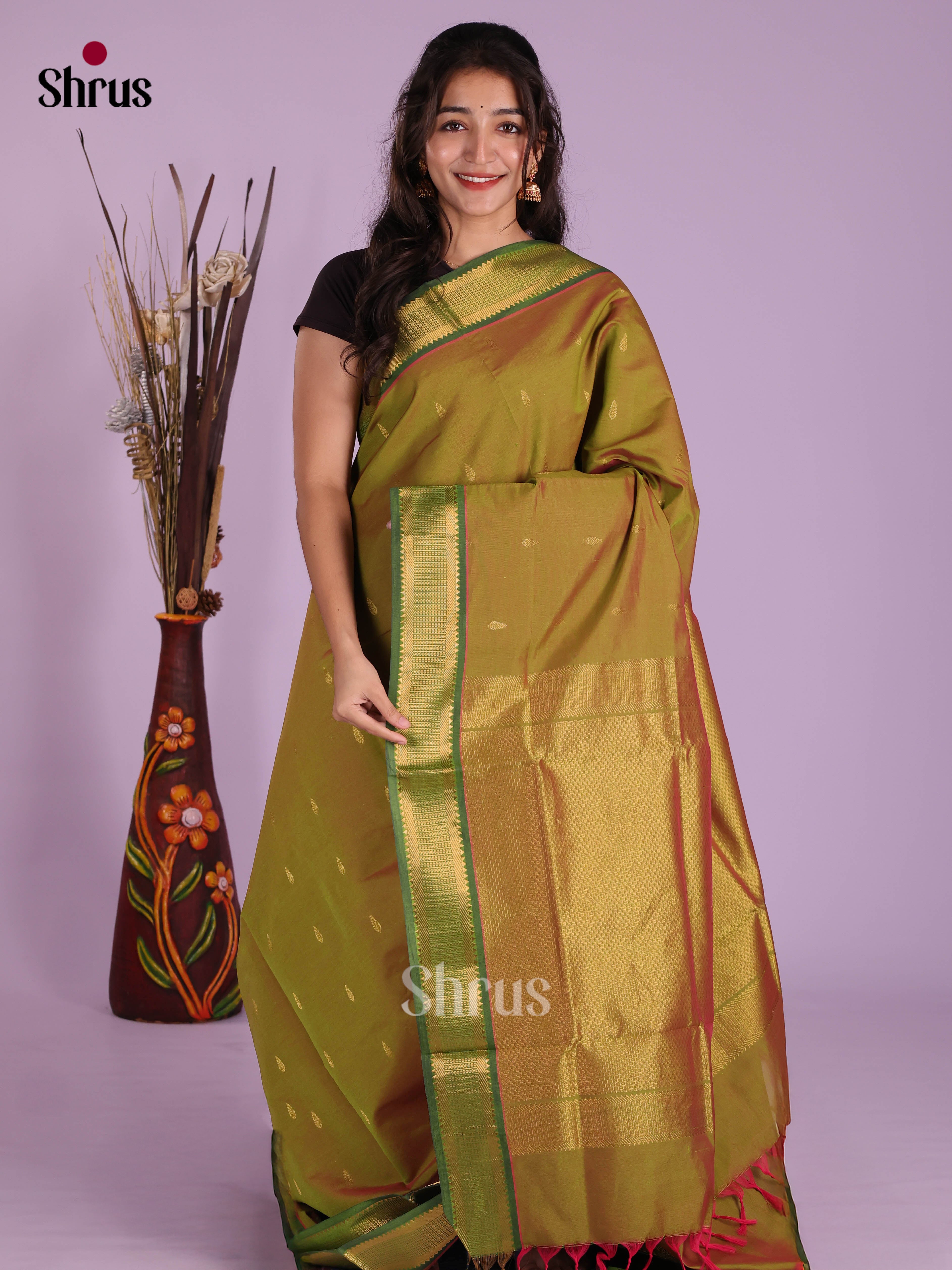 DKS04148 - Silkcotton-halfpure Saree - Shop on Shrus.com