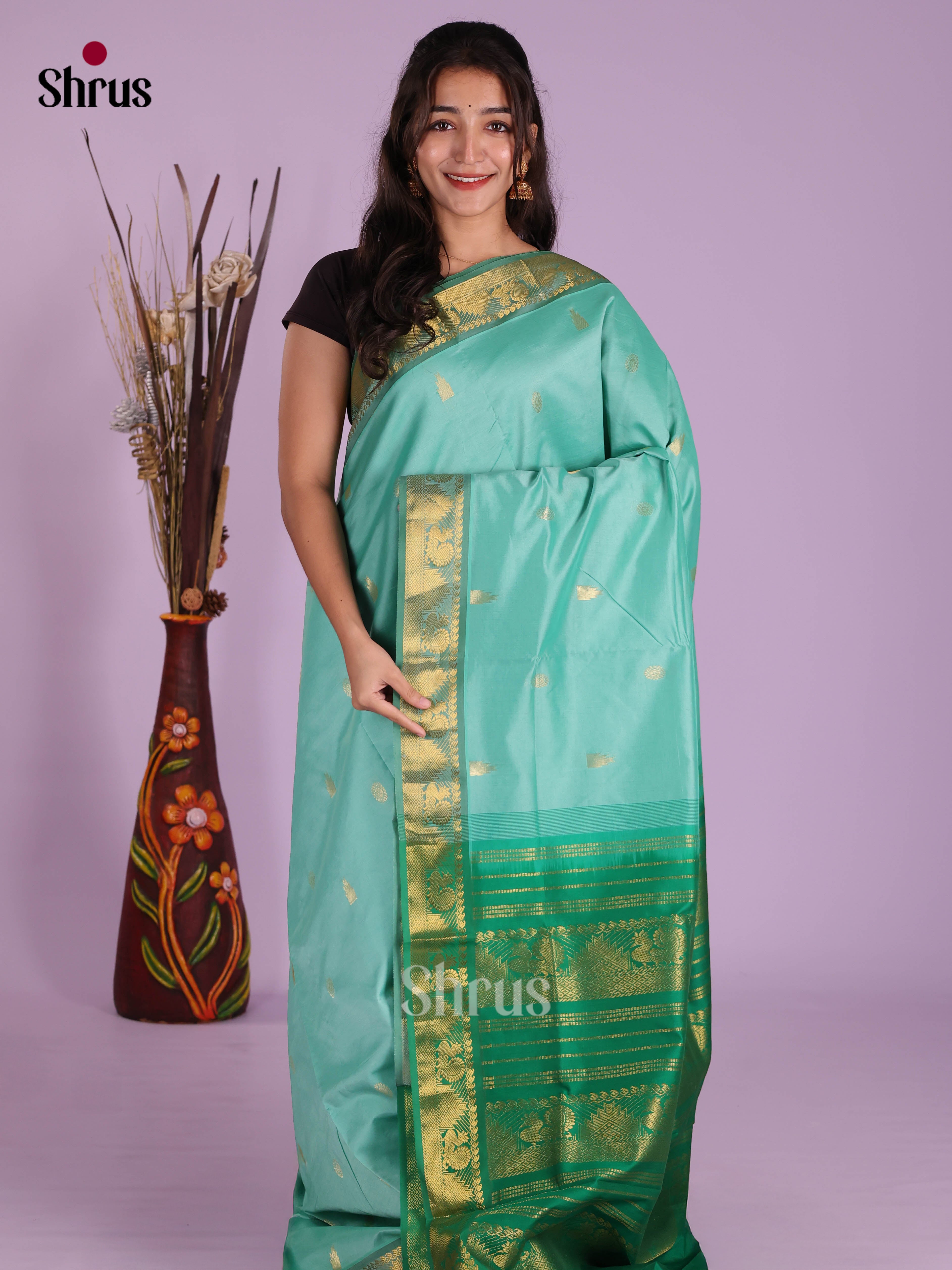 DKS04152 - Silkcotton-halfpure Saree - Shop on Shrus.com