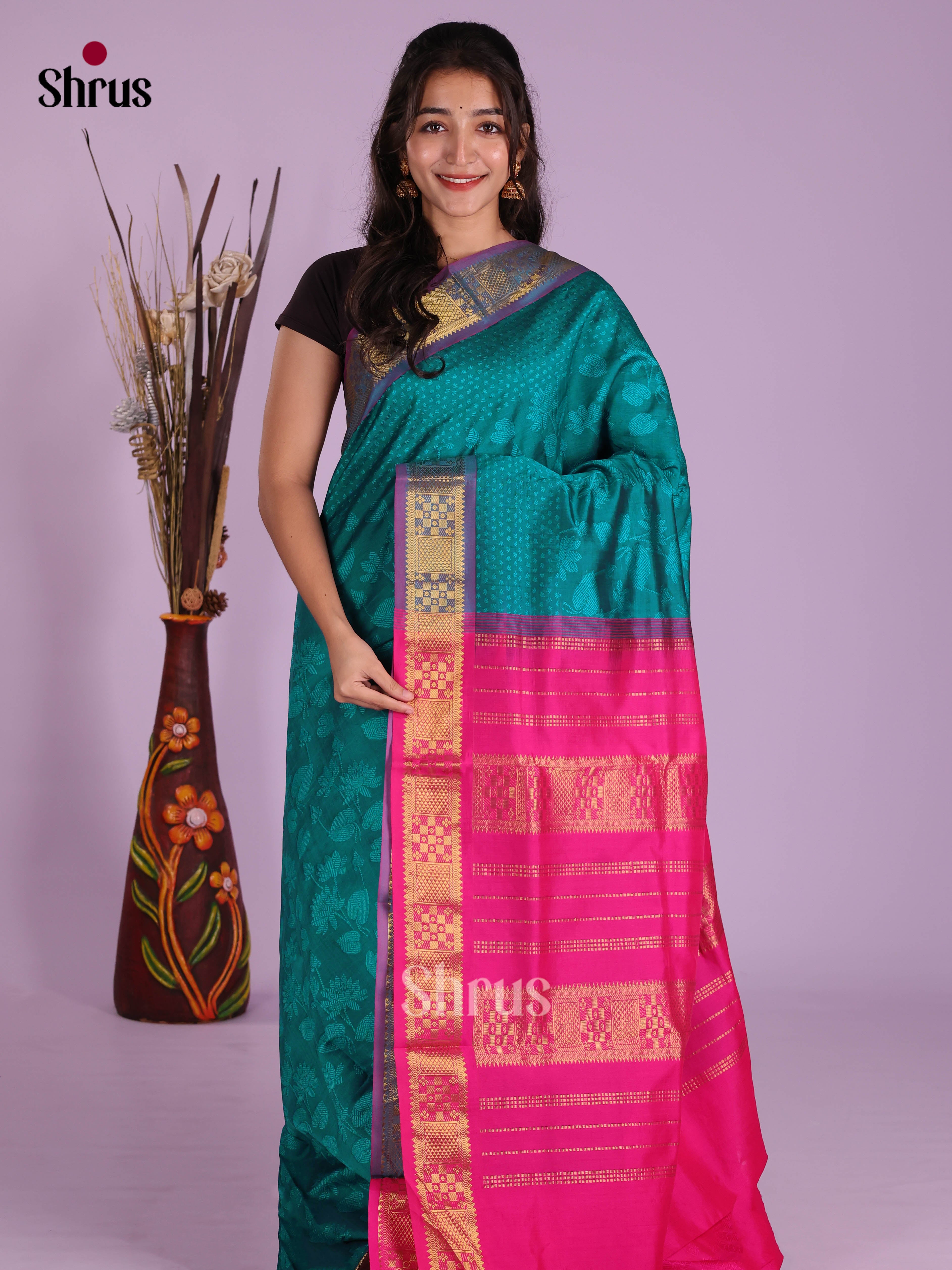 DKS04174 - Silkcotton-halfpure Saree - Shop on Shrus.com