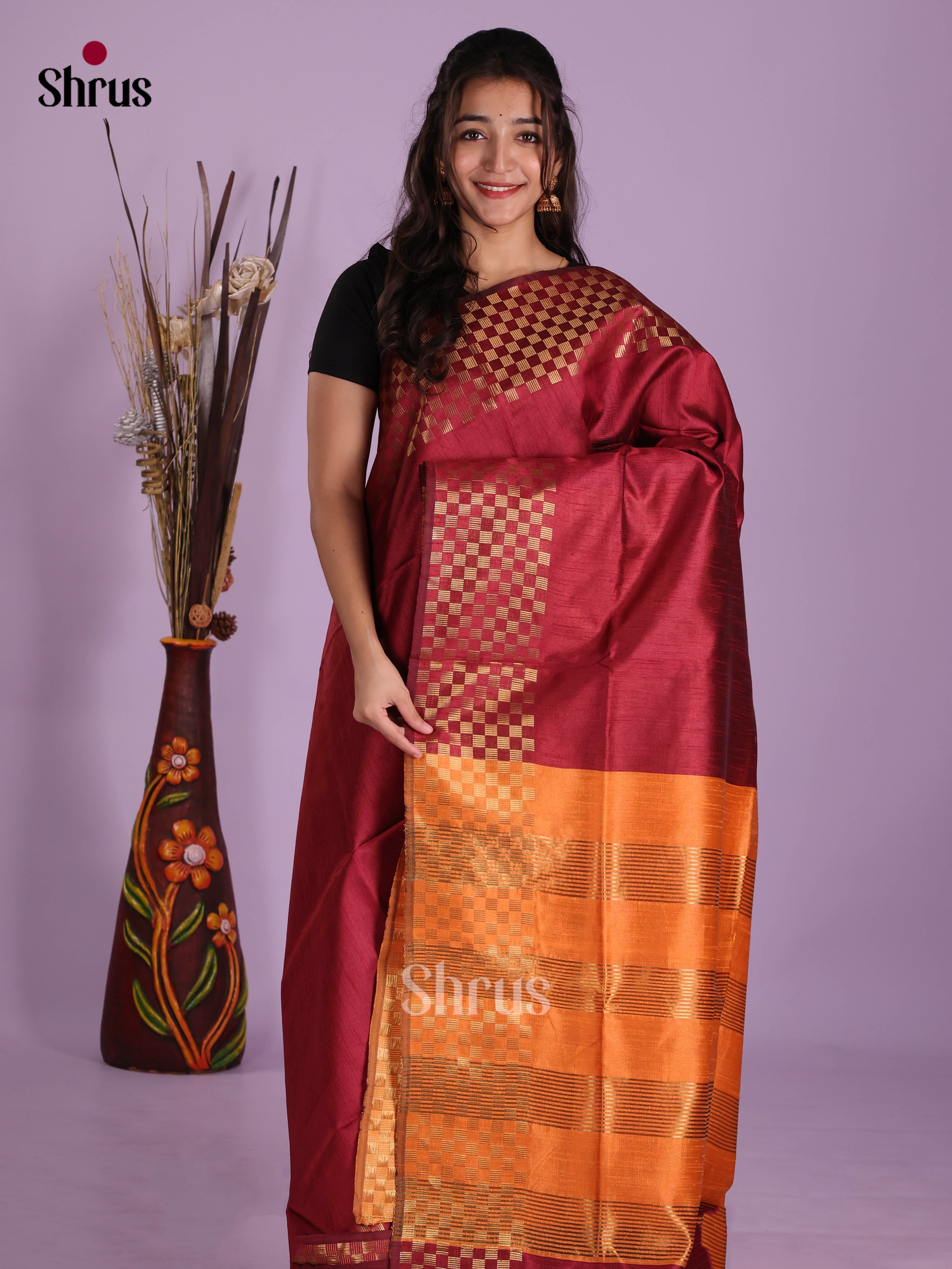 DKS05076 - Semi Rawsilk Saree - Shop on Shrus.com