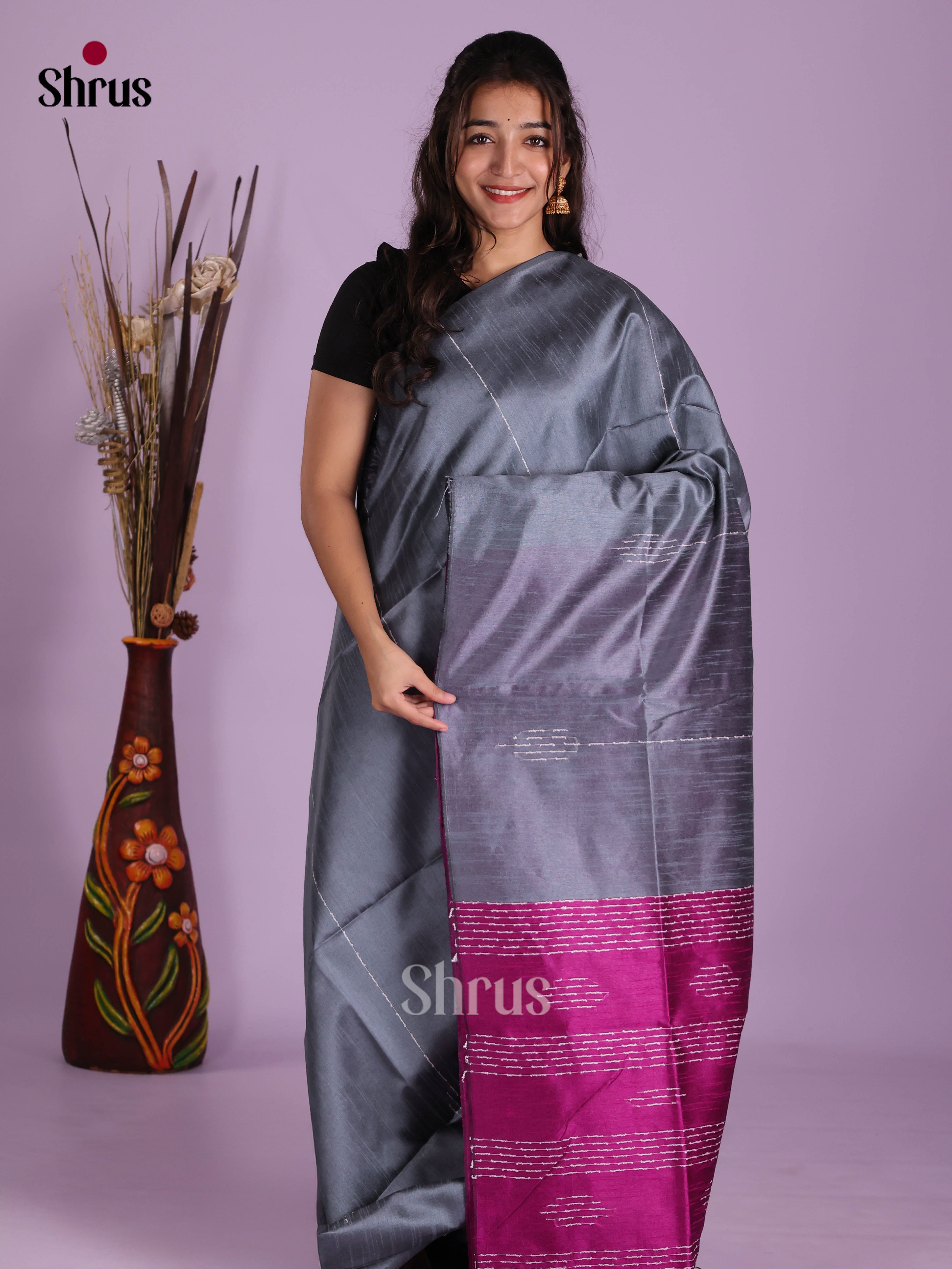 DKS05146 - Semi Rawsilk Saree - Shop on Shrus.com
