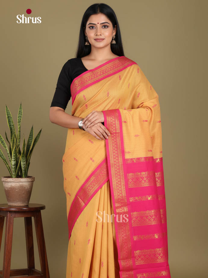 Yellow & Pink - Kalyani Cotton Saree