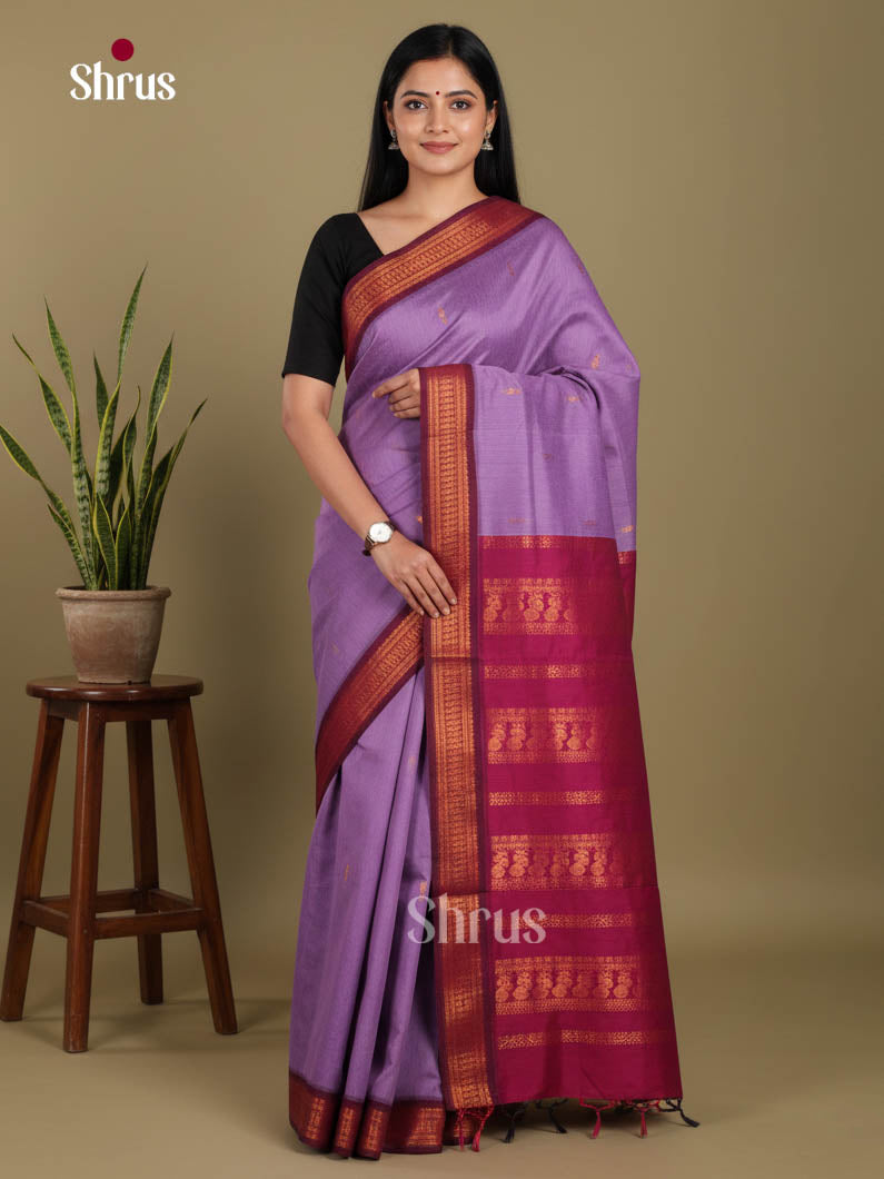 Lavender & Maroon - Kalyani Cotton Saree