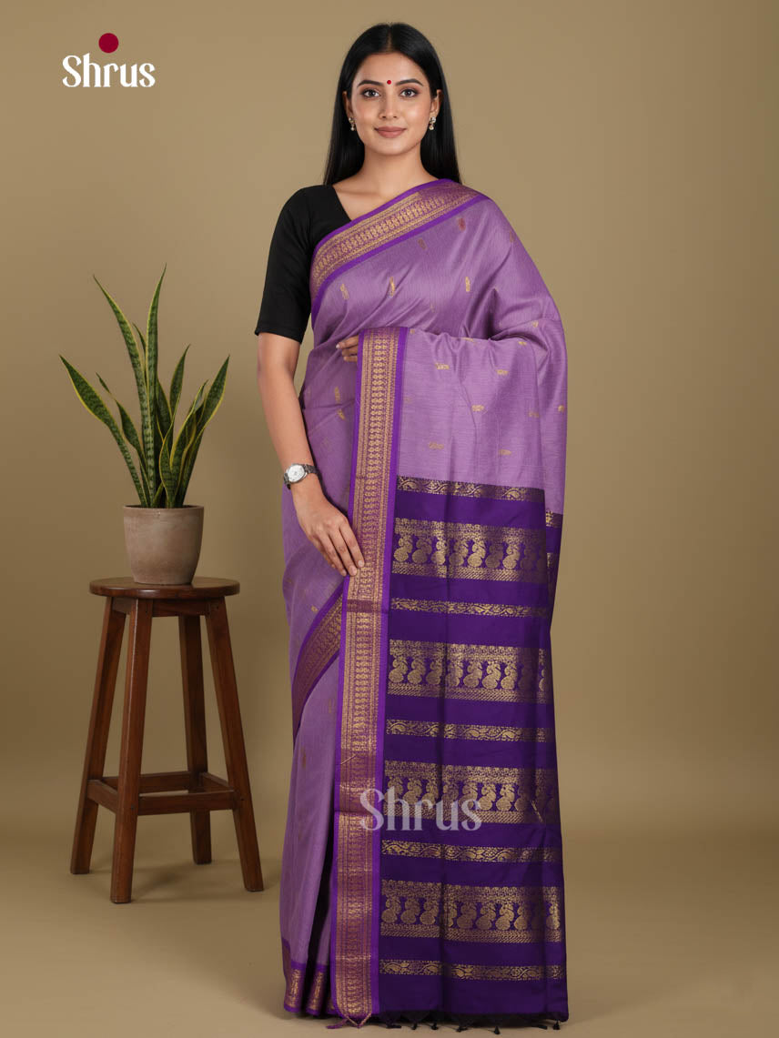 Lilac & Blue - Kalyani Cotton Saree