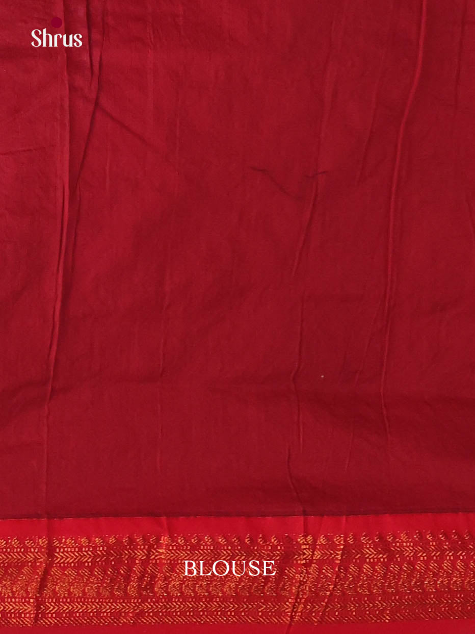 Grey & red - Kalyani Cotton Saree