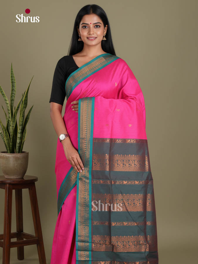 Pink & Green- Kalyani Cotton Saree