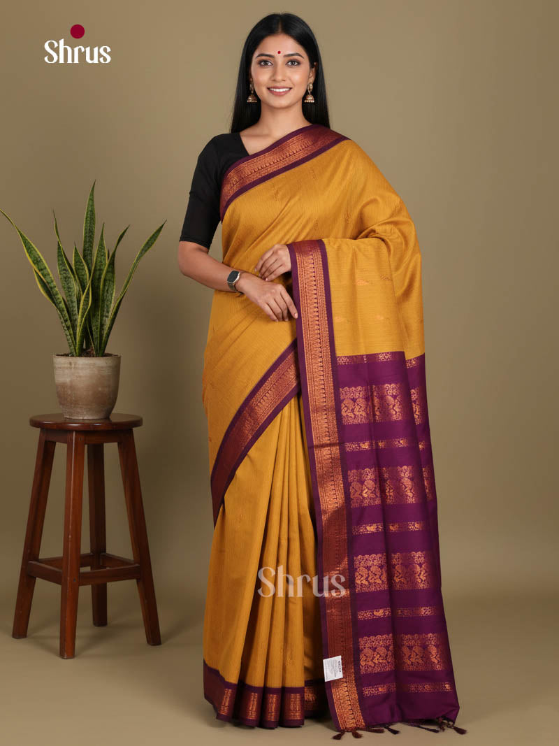 Mustard & Violet - Kalyani Cotton Saree