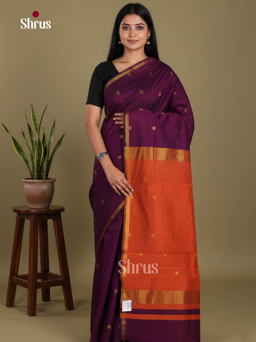 Violet & Brick- Semi Maheshwari Saree
